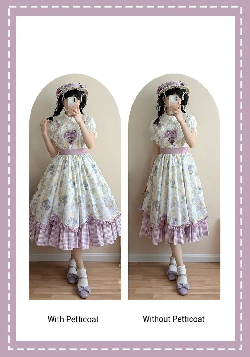 Qianmu - Blueberry Summer - Classic Lolita JSK Dress with Large Hem and Cotton Lining - Image 15