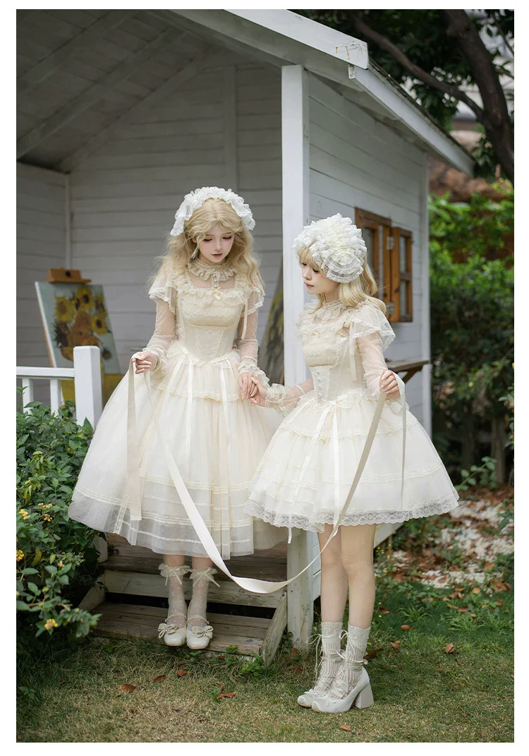 Confession Poem - Classic Lolita Corset JSK Set, Lace & Bows - Image 12