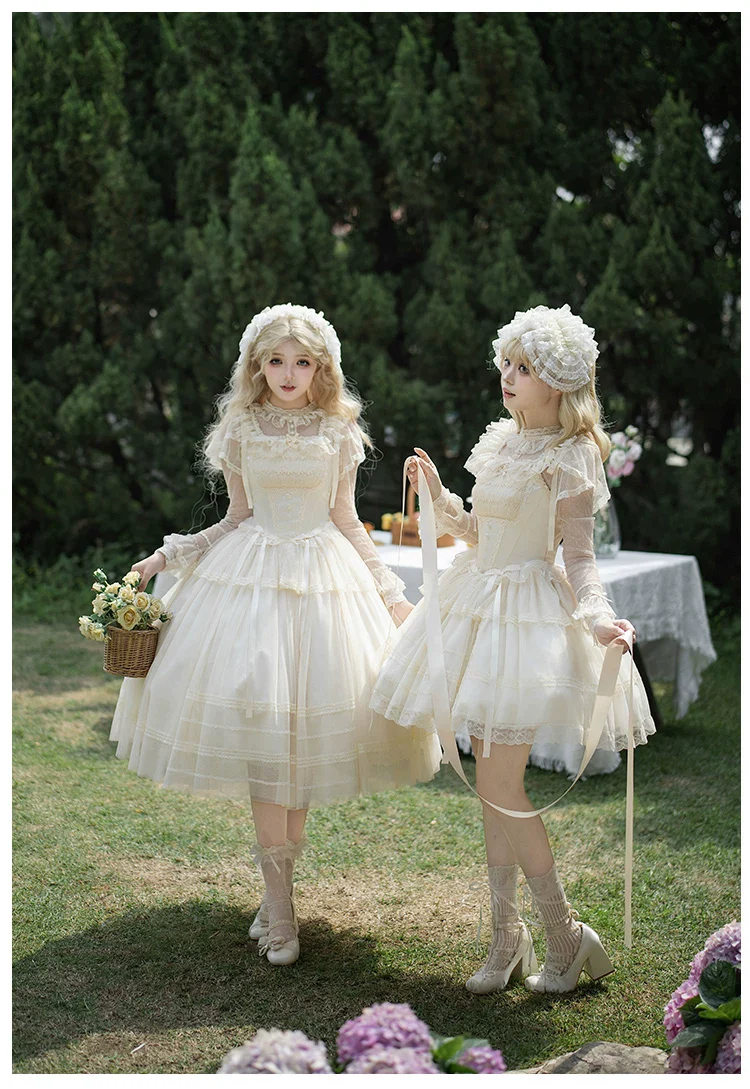 Confession Poem - Classic Lolita Corset JSK Set, Lace & Bows - Image 3