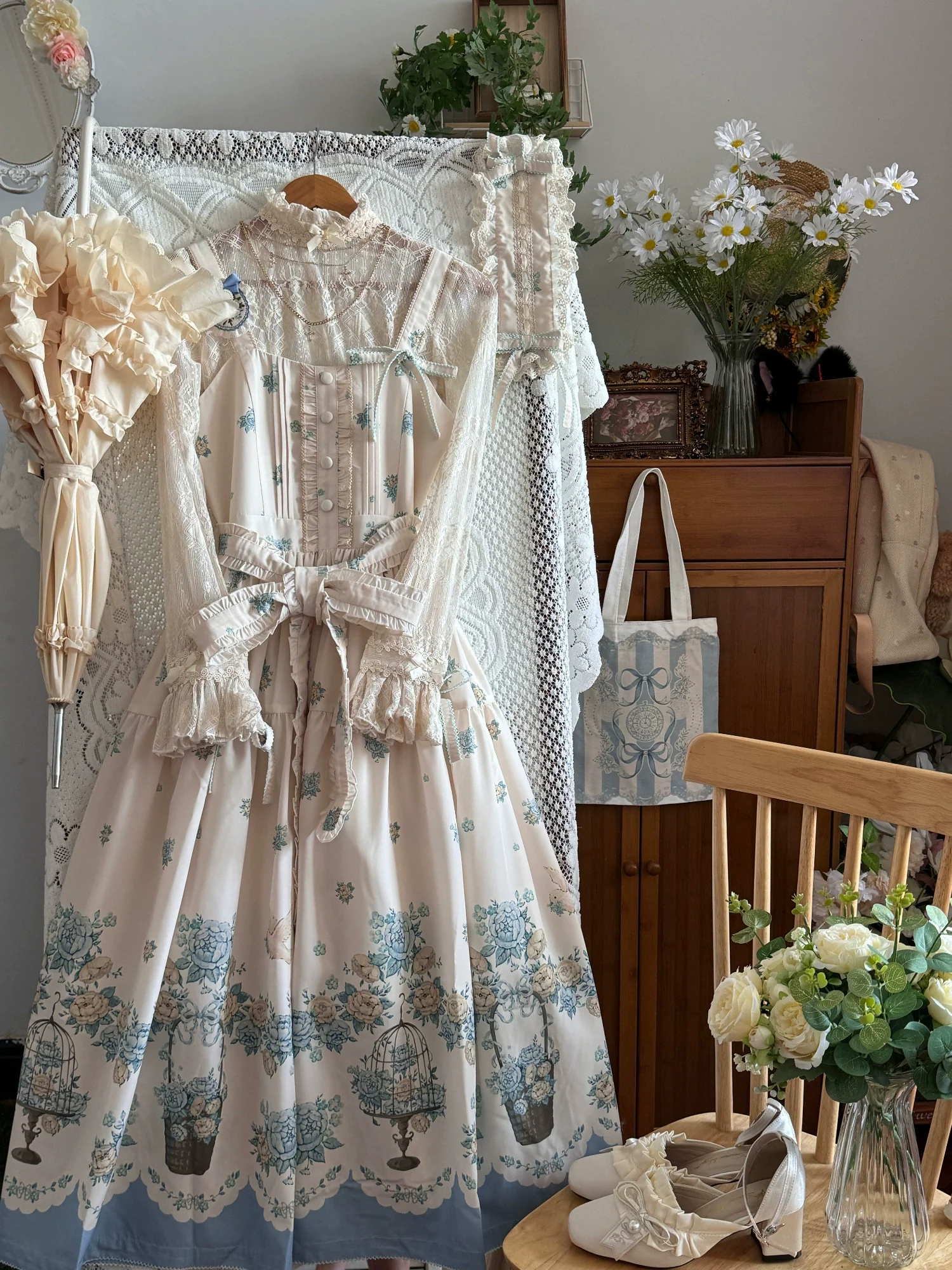 Floral and Bird Series - Classic Lolita JSK Dress, Floral Print - Image 14