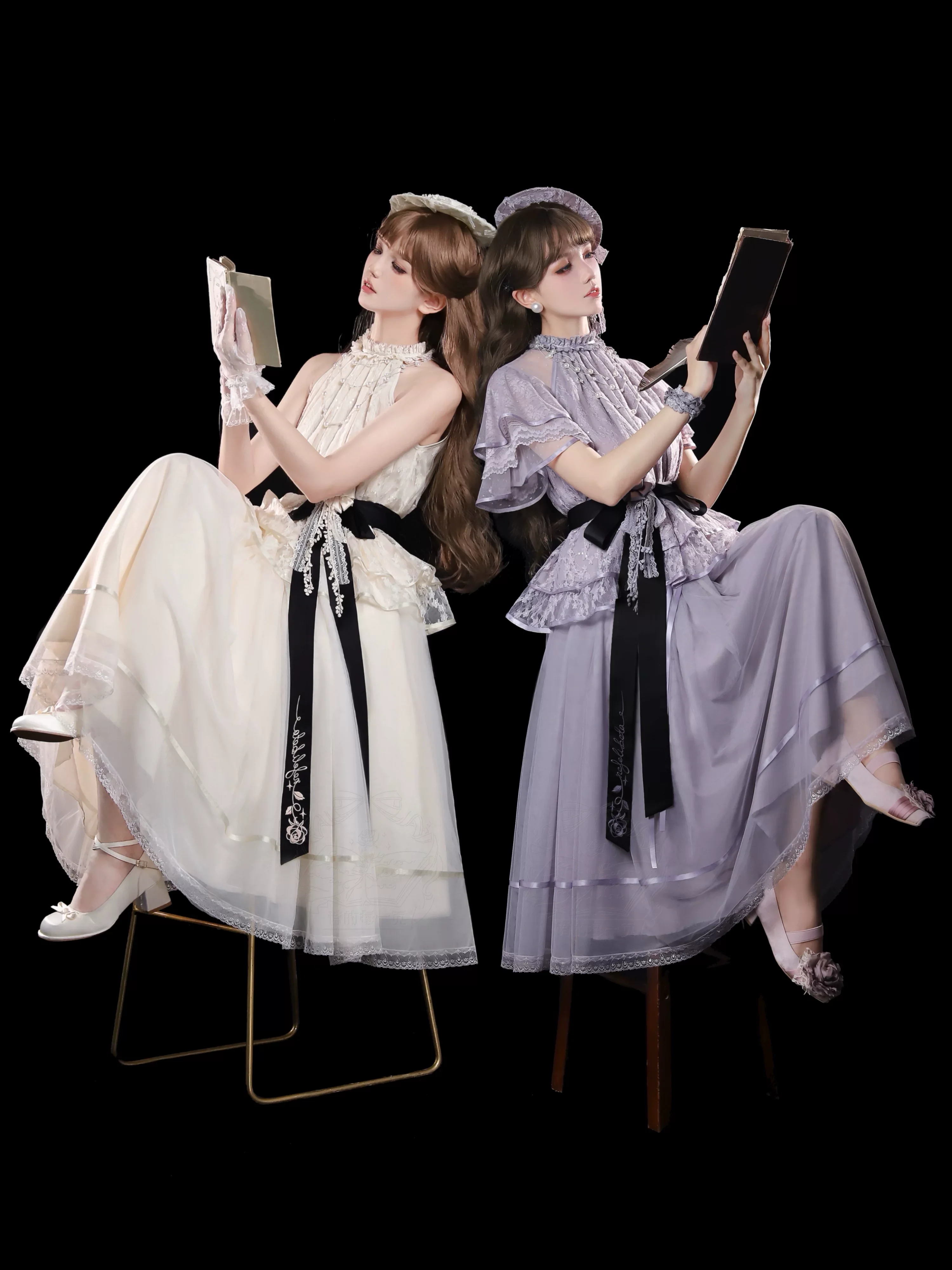 Moonlight Ode - Classic Lolita Lace Halter-neck Blouse & Tulle Skirt Set - Image 14