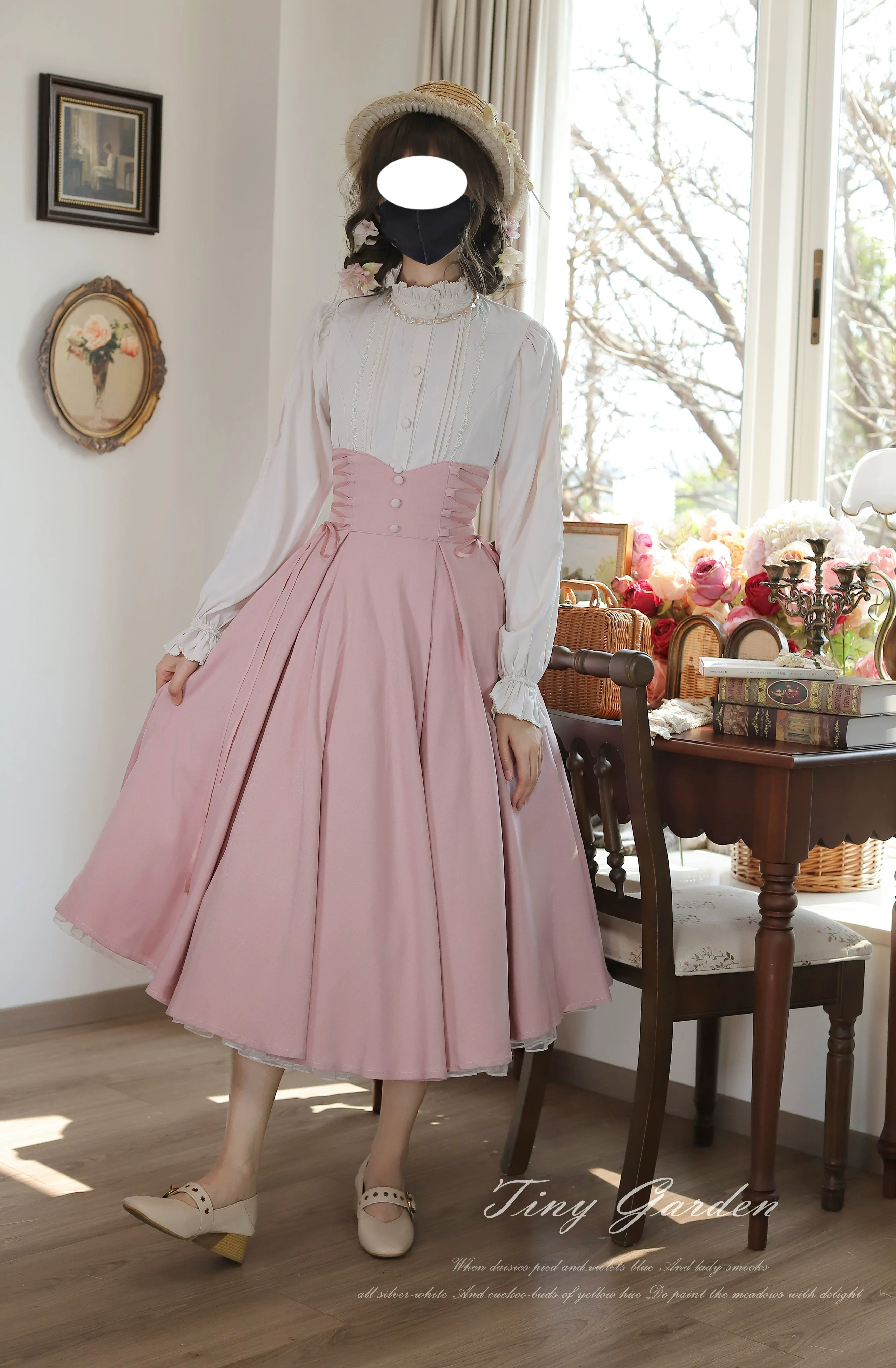 Moring Mist and Letter - Classic Lolita Long Sleeve Shirt, Stand Collar - Image 14