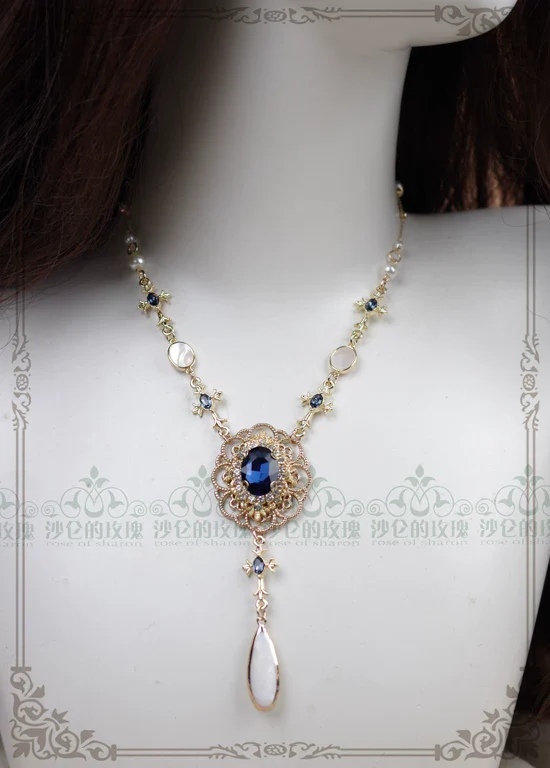 Classic Lolita Necklace & Earrings, Artificial Pearl Rhinestone - Image 5