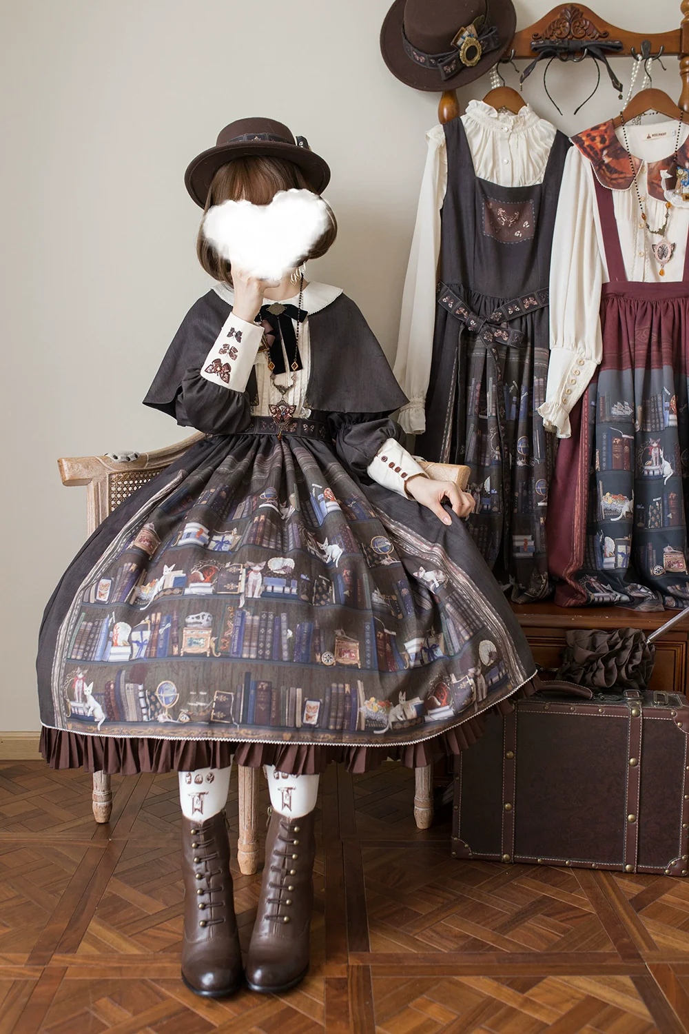 German Bookshelf - Classic Lolita OP Dress & Detachble Cape - Image 15