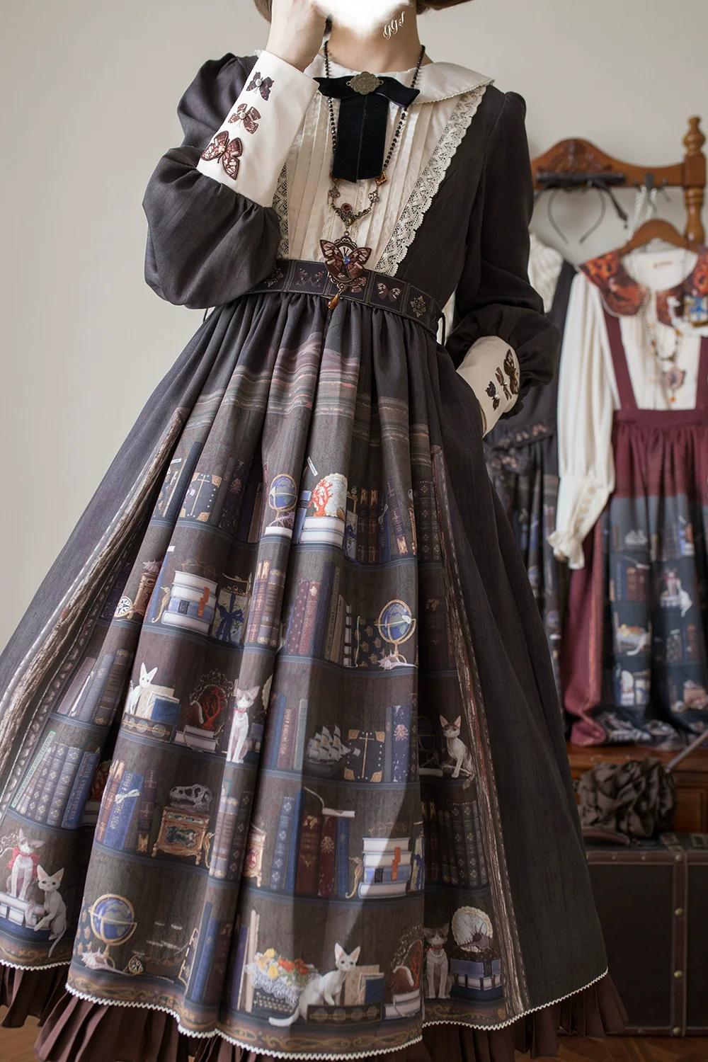 German Bookshelf - Classic Lolita OP Dress & Detachble Cape - Image 22