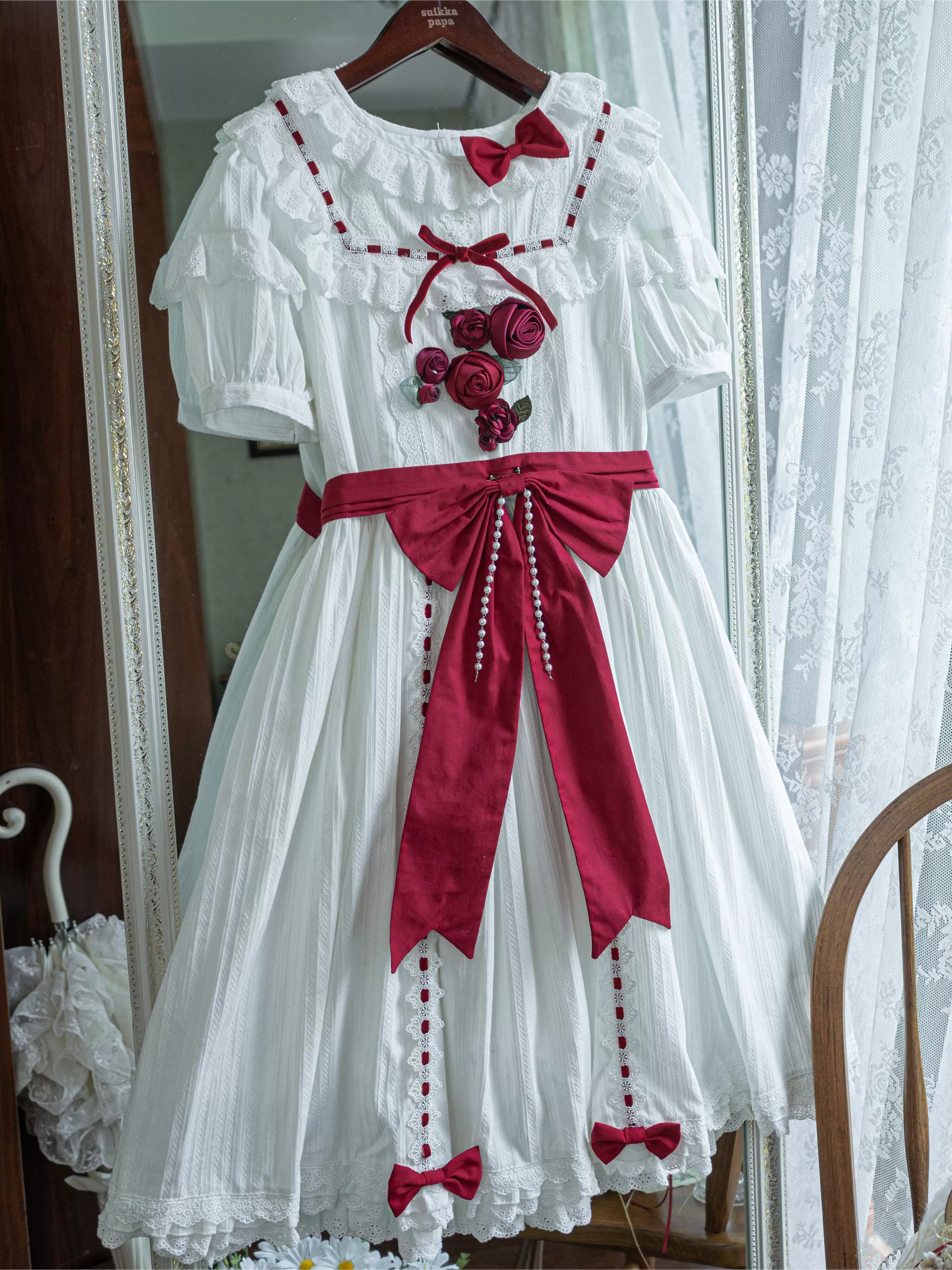 Moon Rose Poem - Classic Lolita OP Dress with 3D Rose Ornaments - Image 5