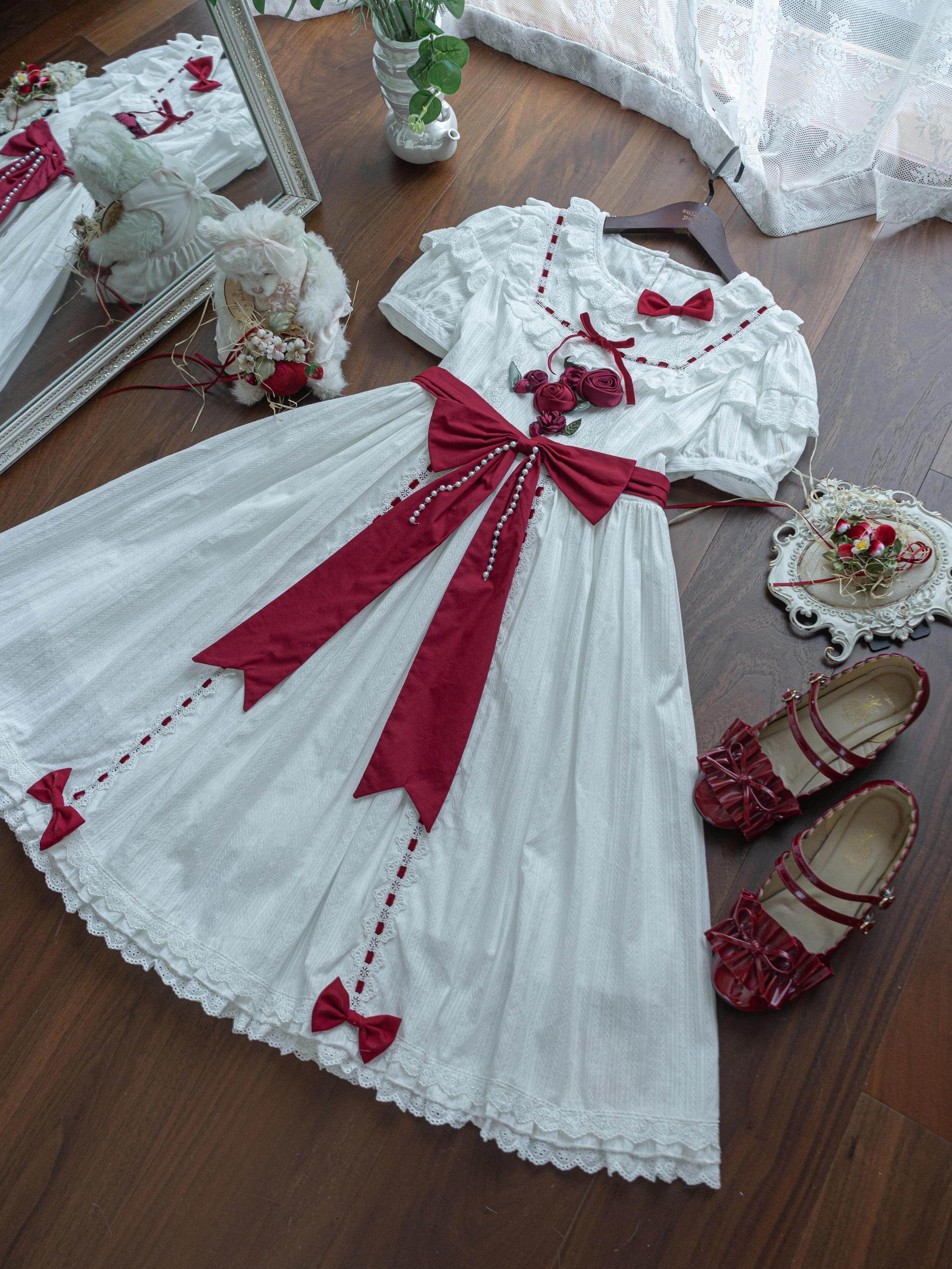 Moon Rose Poem - Classic Lolita OP Dress with 3D Rose Ornaments - Image 7
