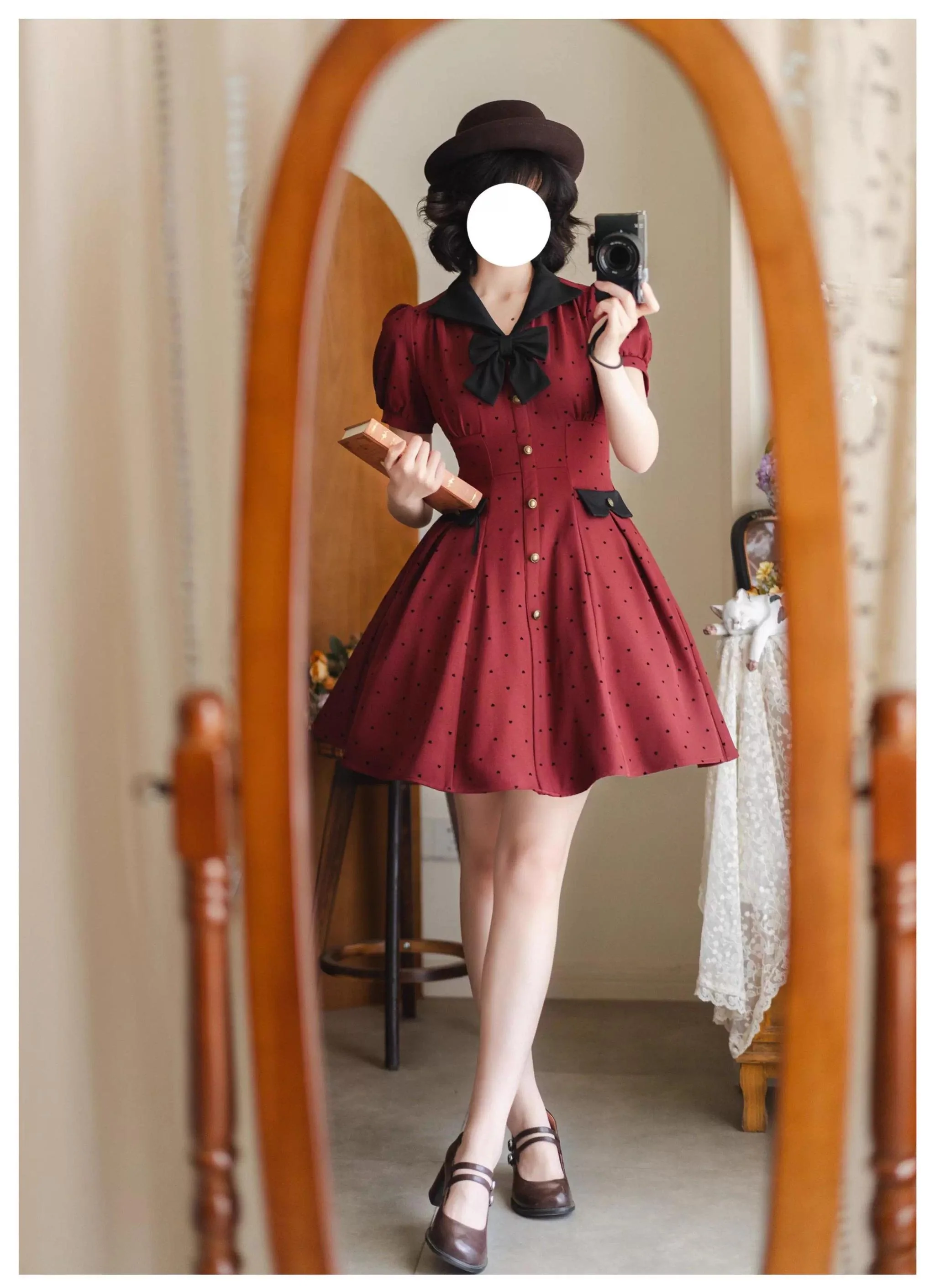 Forest Polka-Dot - Classic Lolita OP Dress With Polka Dots & Pockets - Image 10