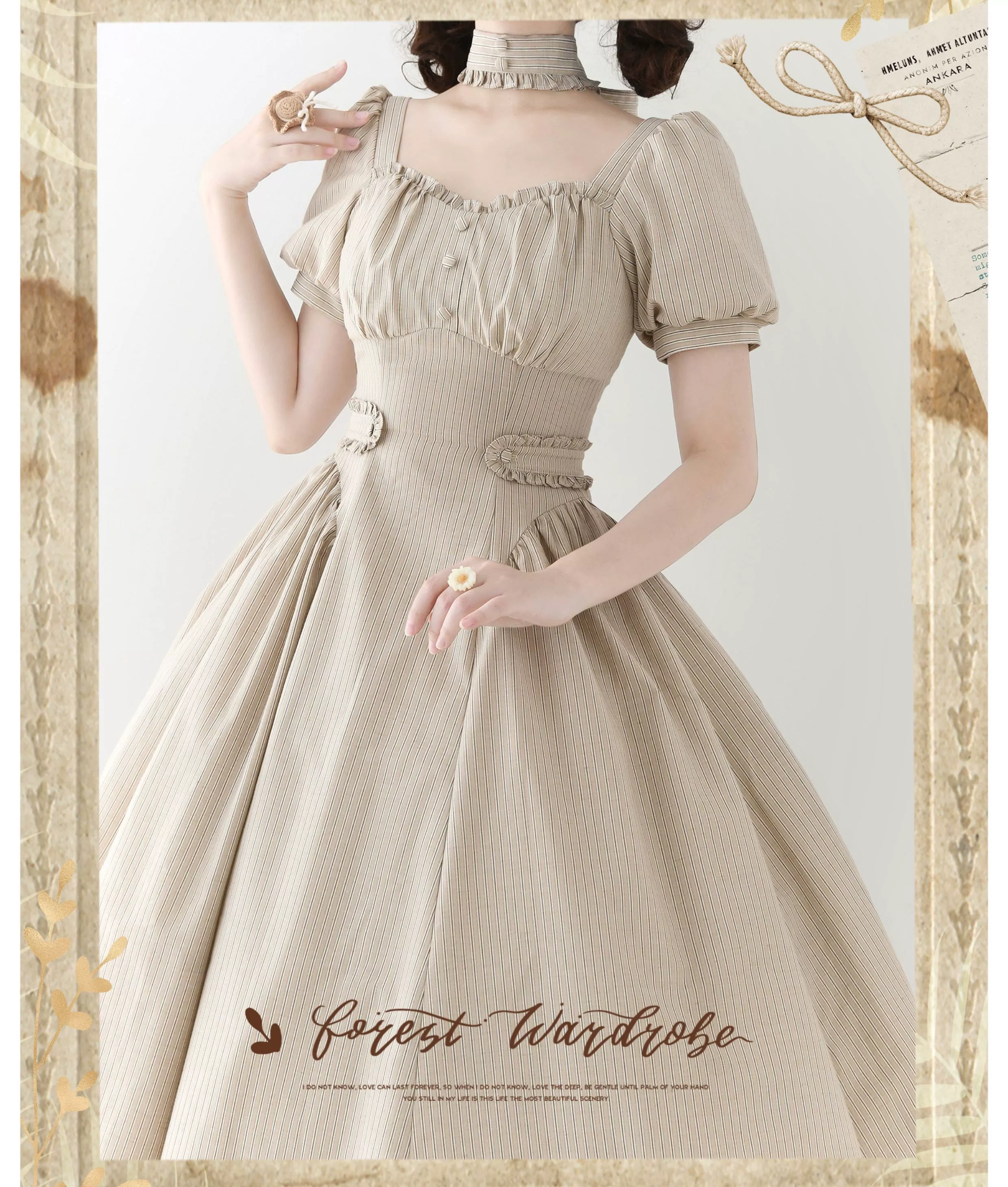 Chantilly Forest - Classic Lolita OP Dress With Square Neck & Underskirt - Image 12