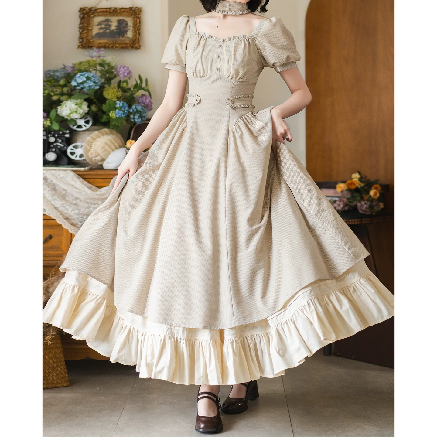 Chantilly Forest - Classic Lolita OP Dress With Square Neck & Underskirt - Image 17