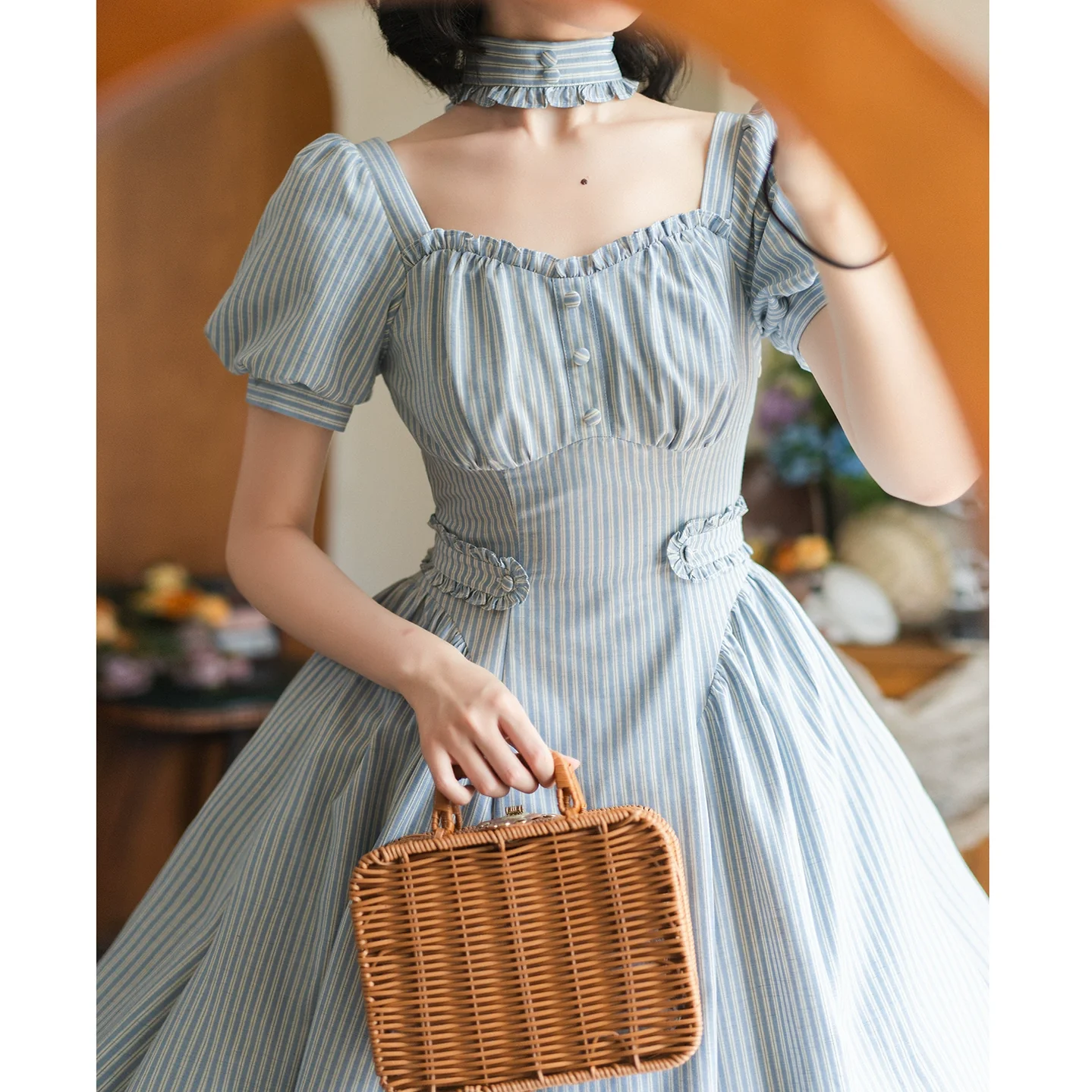 Chantilly Forest - Classic Lolita OP Dress With Square Neck & Underskirt - Image 22