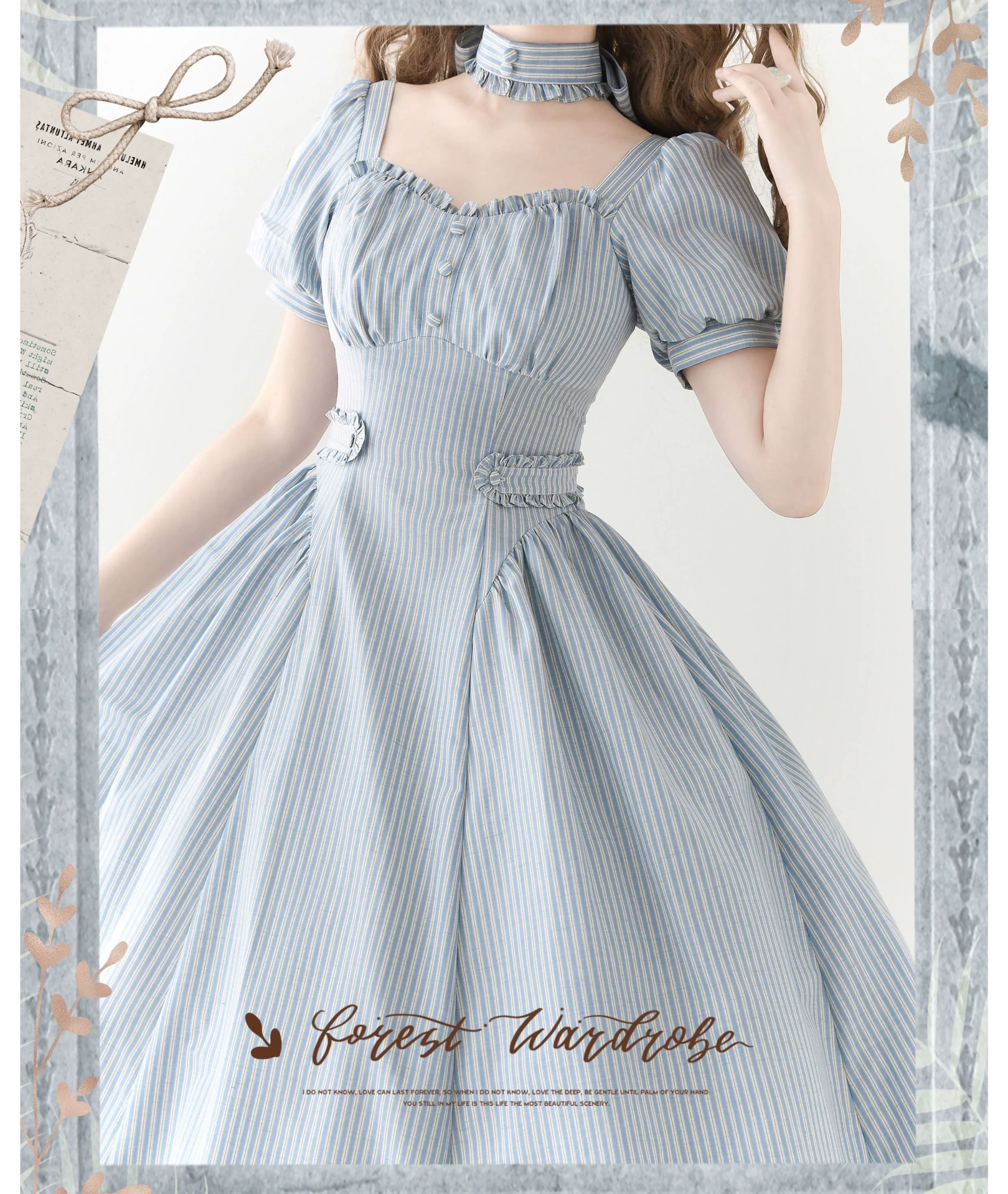 Chantilly Forest - Classic Lolita OP Dress With Square Neck & Underskirt - Image 41