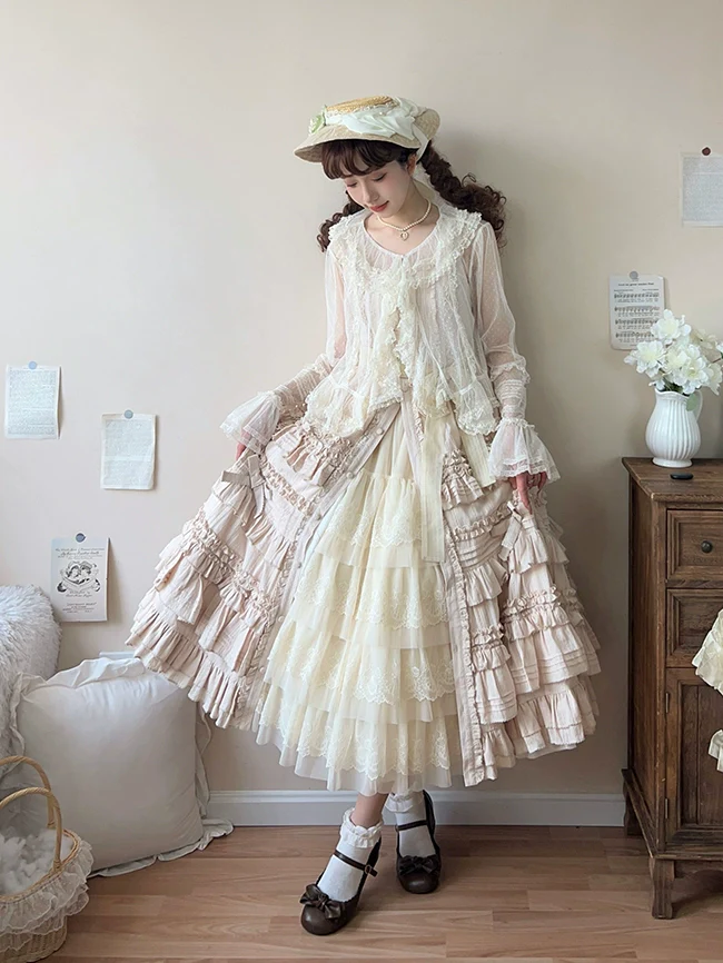 Star and Sea - Classic Lolita Petticoat Adjustable Tiered Ruffle Skirt - Image 10
