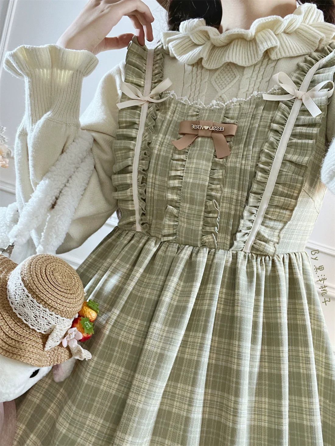 Green Fairy Tales - Plus Size Classic Lolita Plaid JSK Dress - Image 11