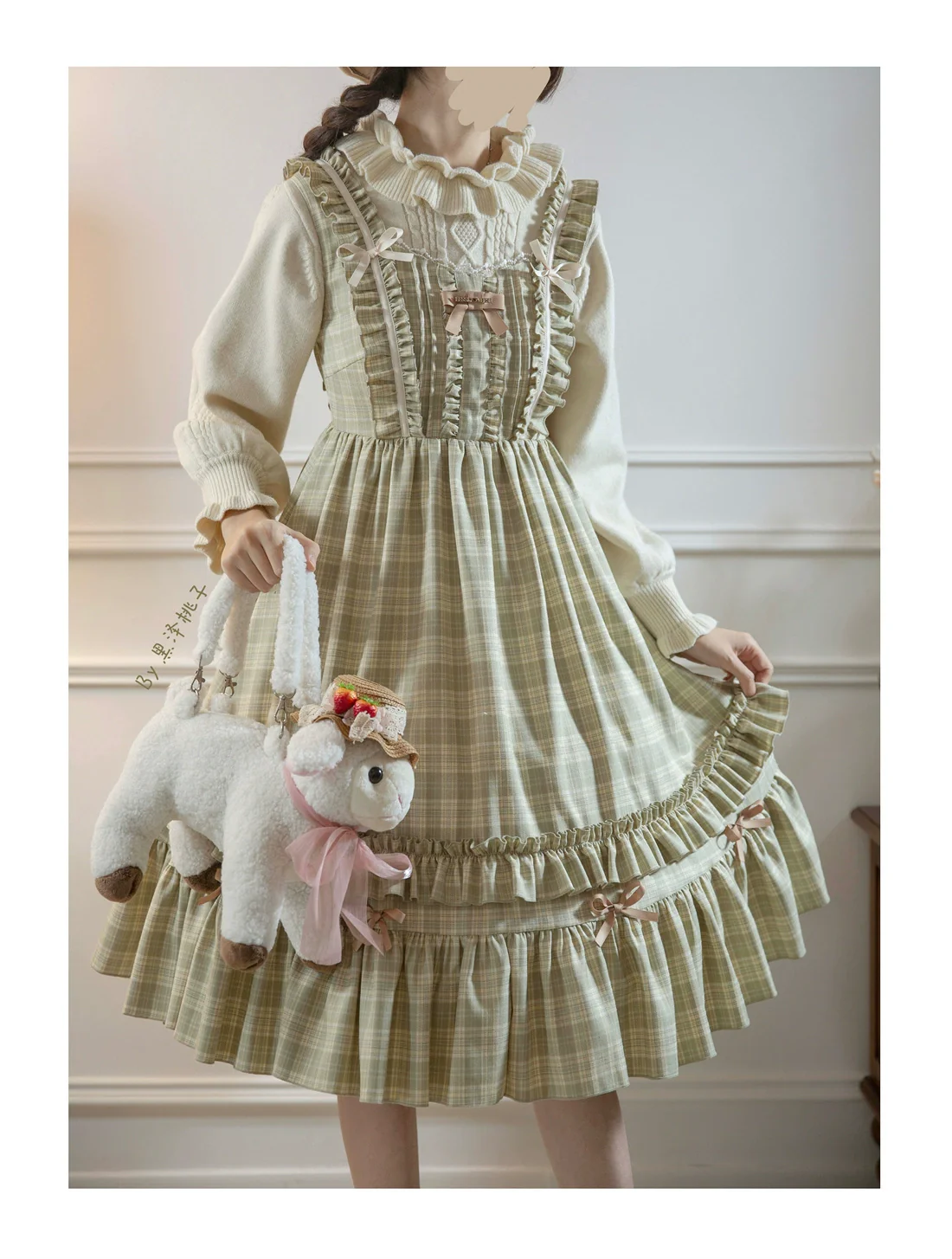 Green Fairy Tales - Plus Size Classic Lolita Plaid JSK Dress - Image 8