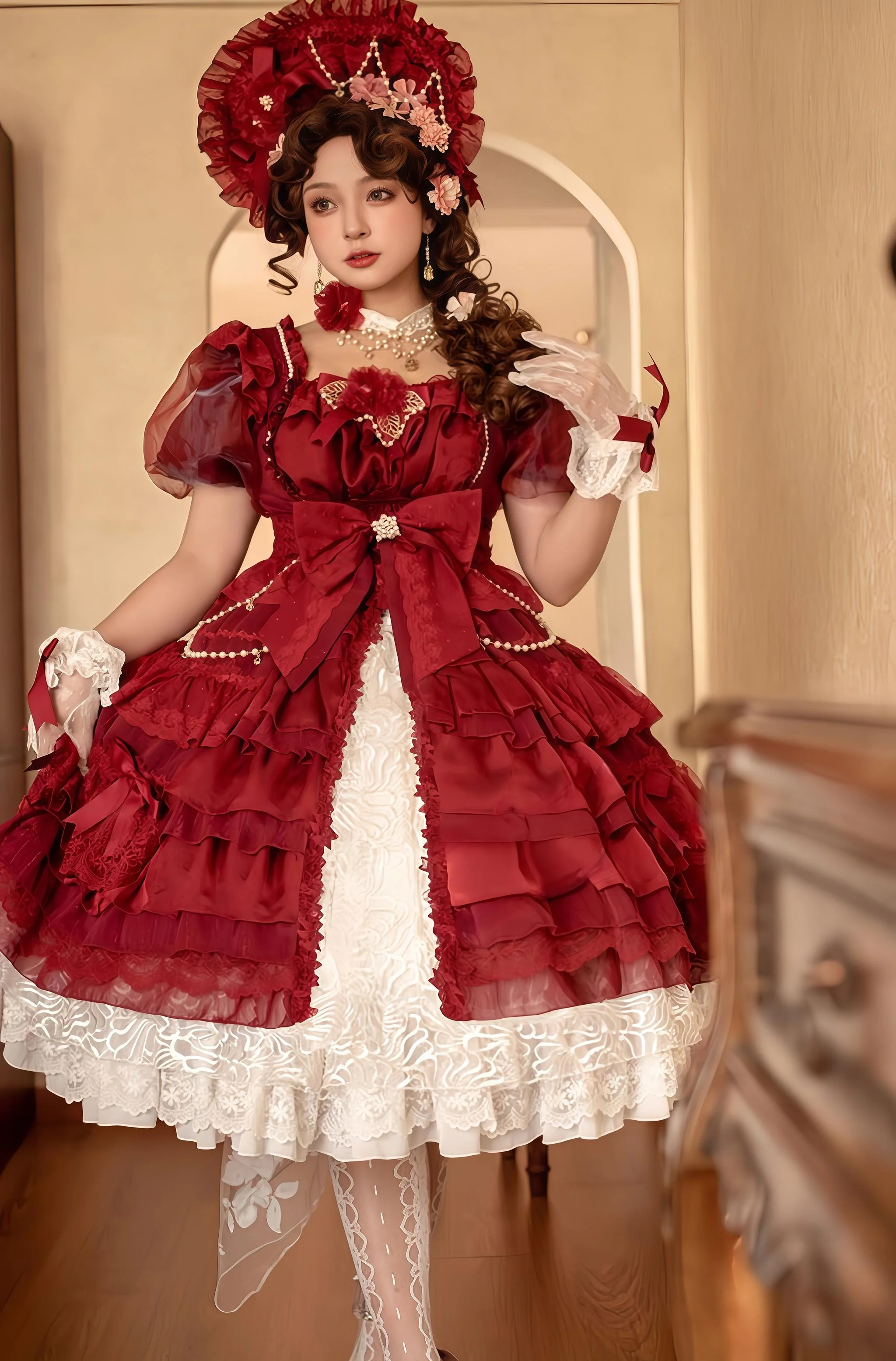 Waltz - Classic Lolita Plus-size OP Dress, Front Opening