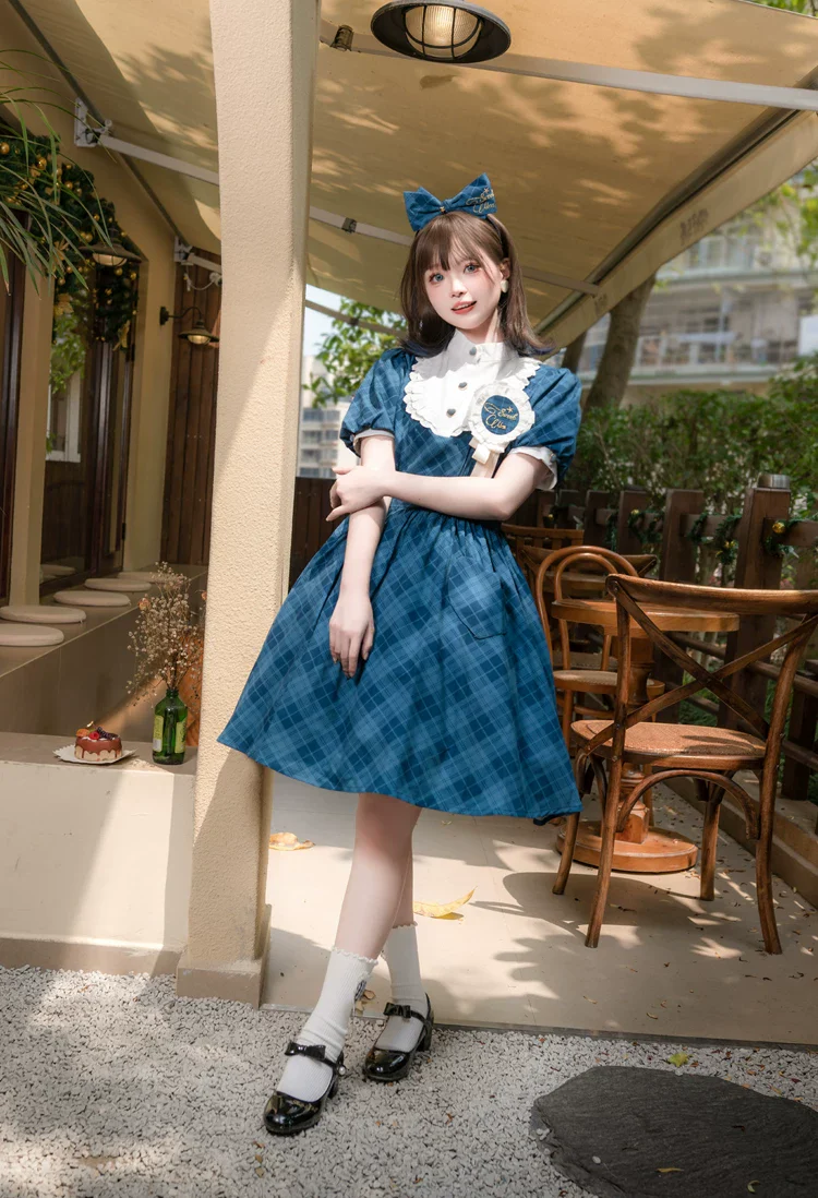 Showa Girl - Classic Lolita Showa Retro Idol Plaid OP Dress - Image 4
