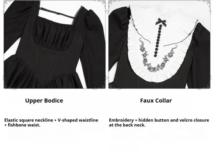 Audrey's Reply - Classic Lolita Square Neck OP, Detachable Embroidered Collar - Image 29