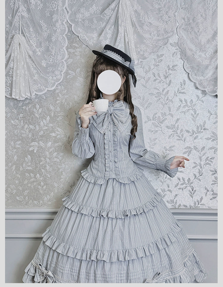 Duke of Victoria - Classic Lolita Striped Blouse - Image 13