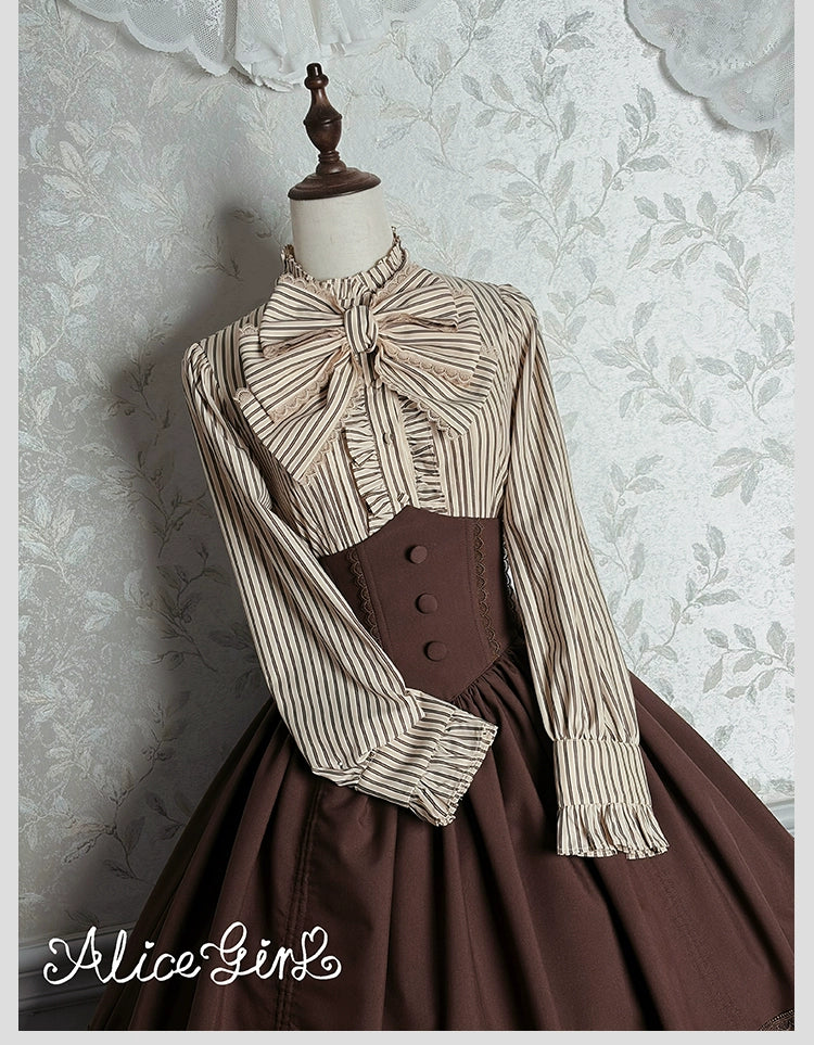 Duke of Victoria - Classic Lolita Striped Blouse - Image 32