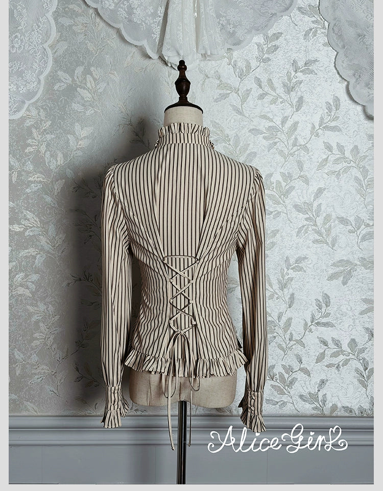 Duke of Victoria - Classic Lolita Striped Blouse - Image 5