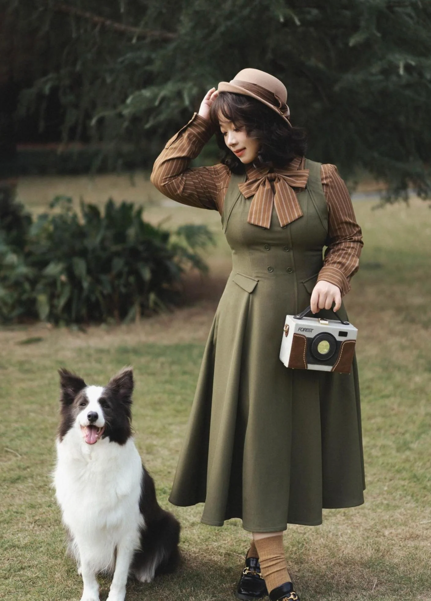 Forest Ode - Classic Lolita Striped Shirt, Detachable Bow Tie - Image 14