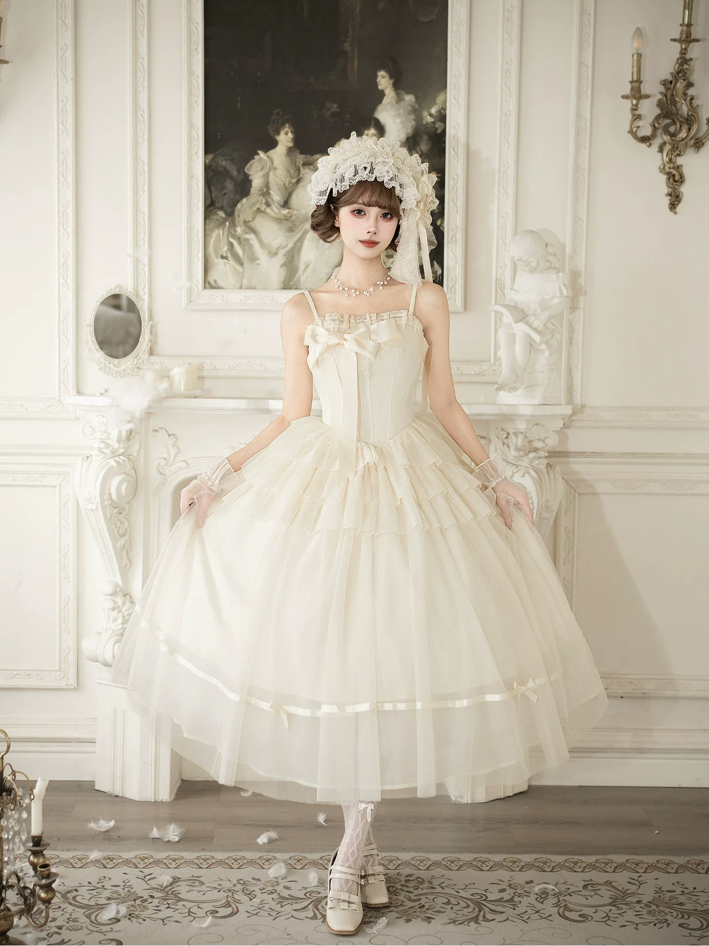 MistKiss Lily - Classic Lolita Tiered Hem JSK Dress, Fishbone Waist - Image 24