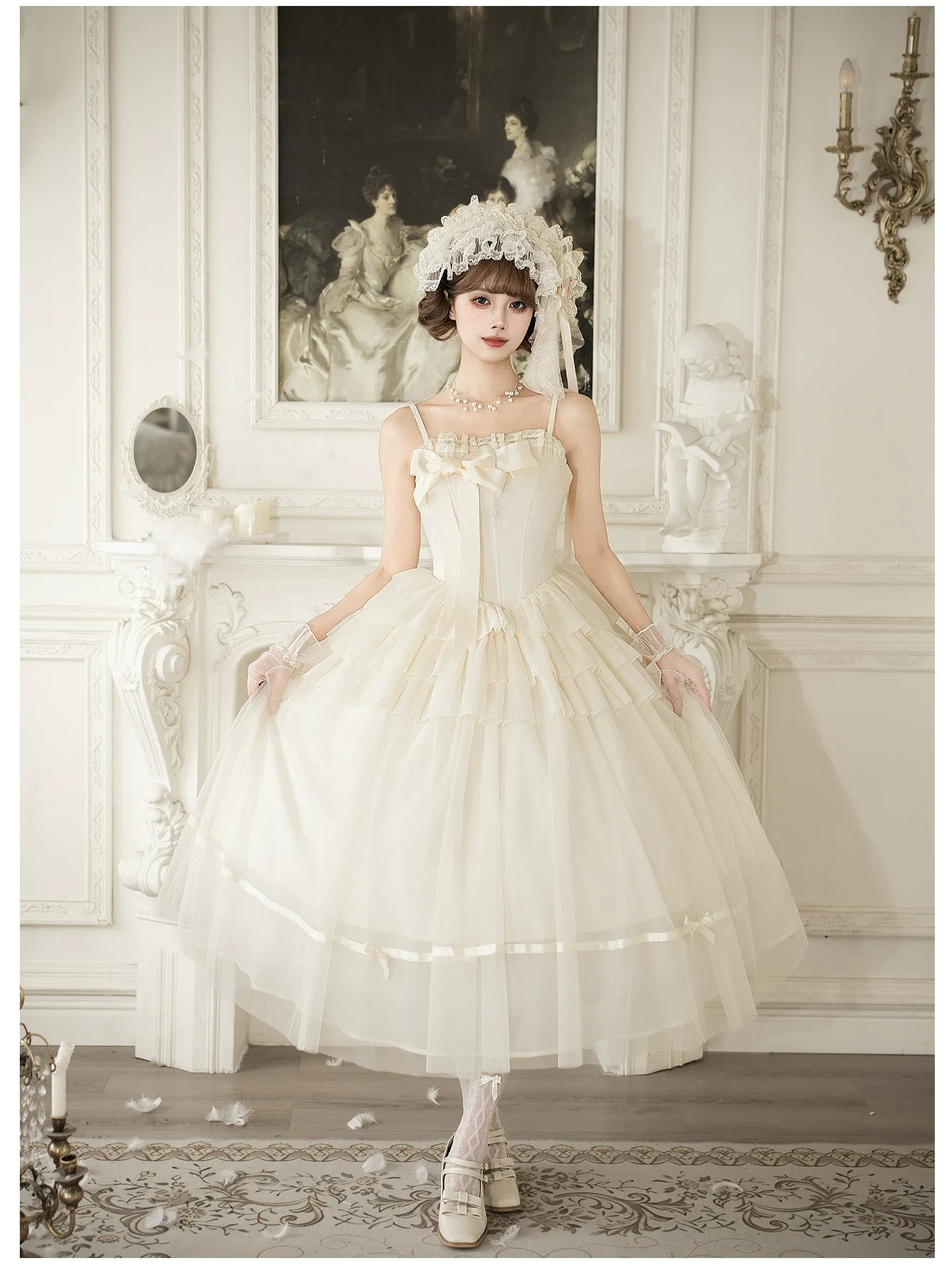 MistKiss Lily - Classic Lolita Tiered Hem JSK Dress, Fishbone Waist - Image 25