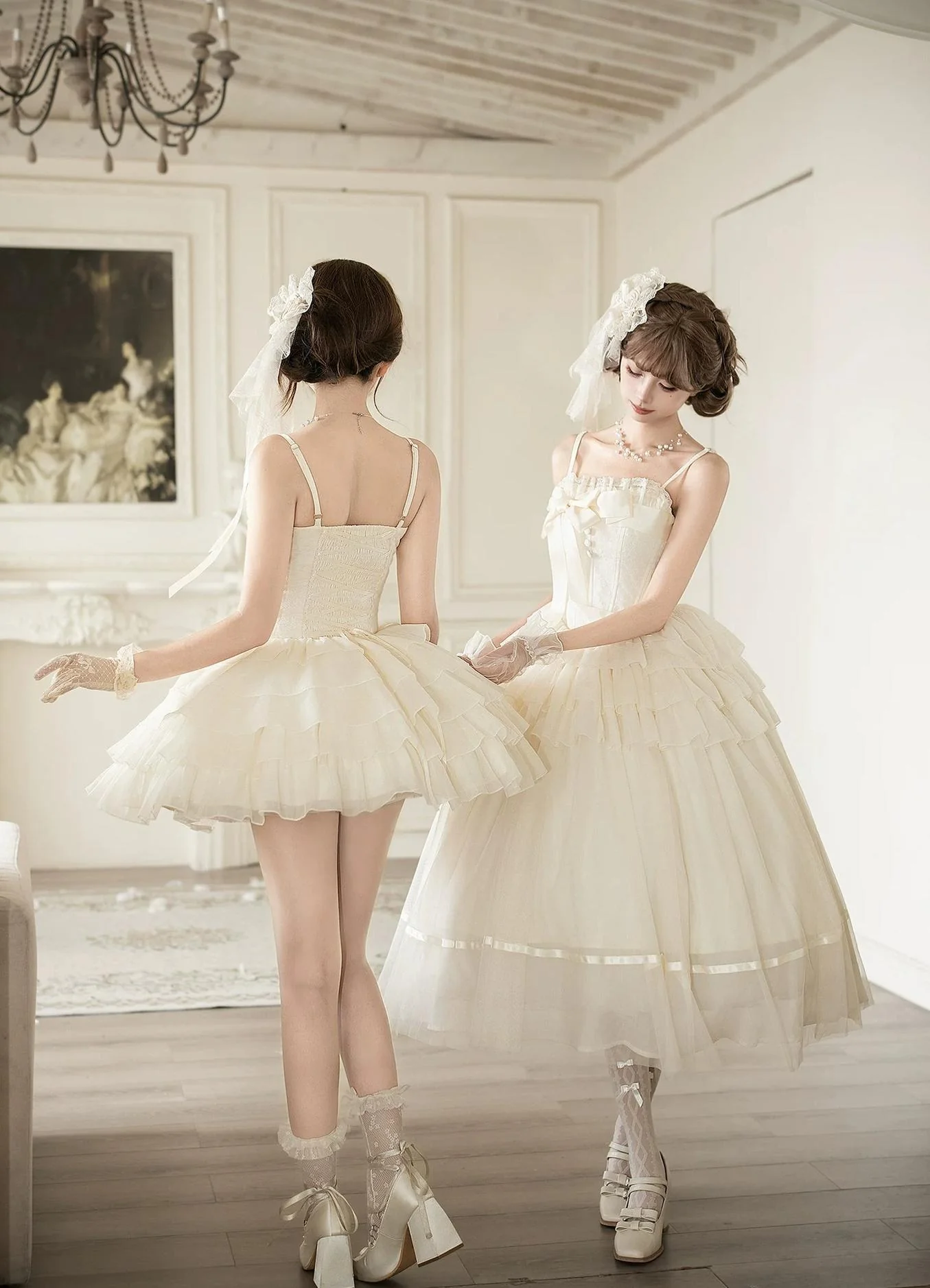 MistKiss Lily - Classic Lolita Tiered Hem JSK Dress, Fishbone Waist - Image 3