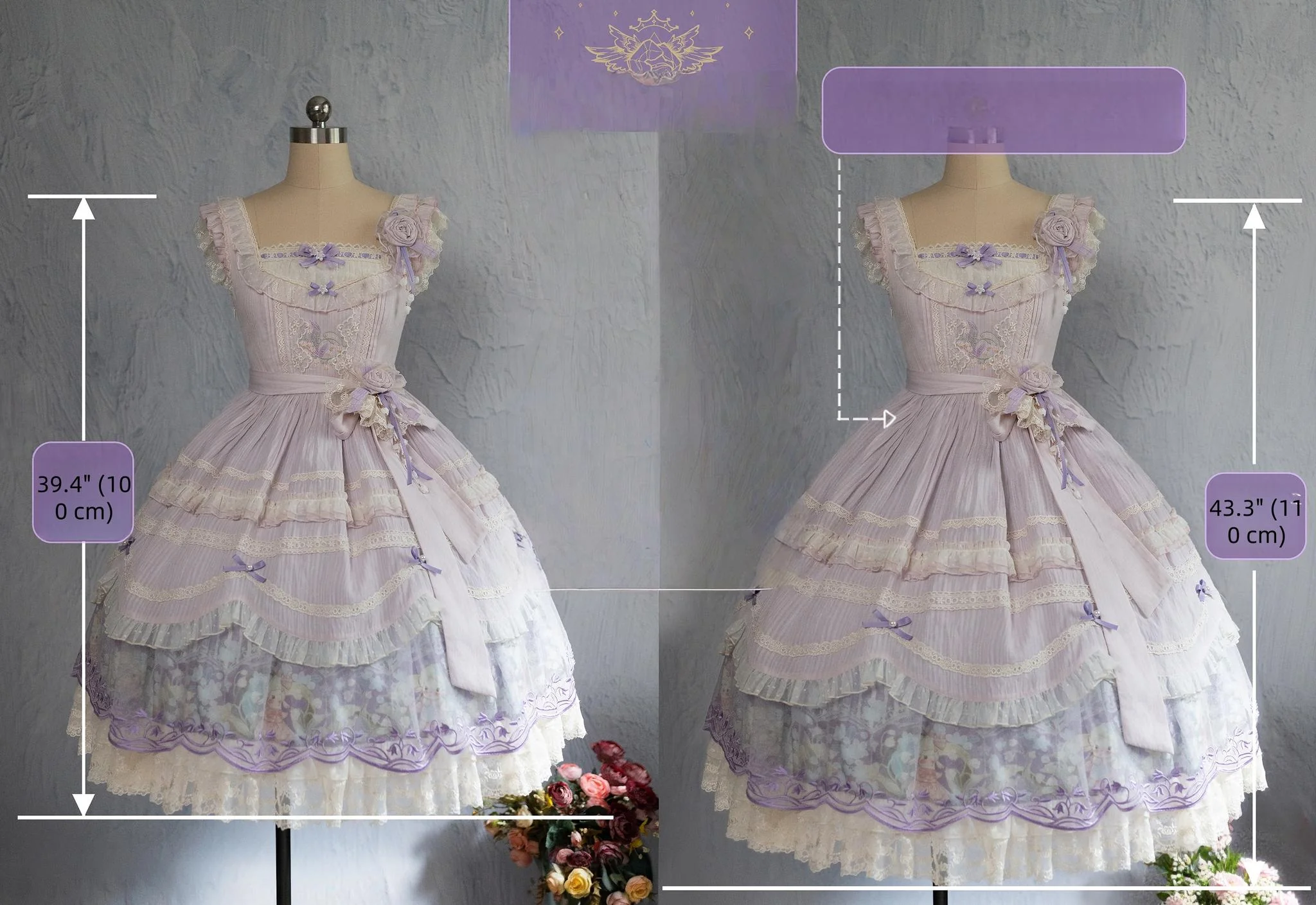 Lily of the Valley Lamb - Classic Lolita Tiered Hem JSK Dress with Embroidery - Image 13