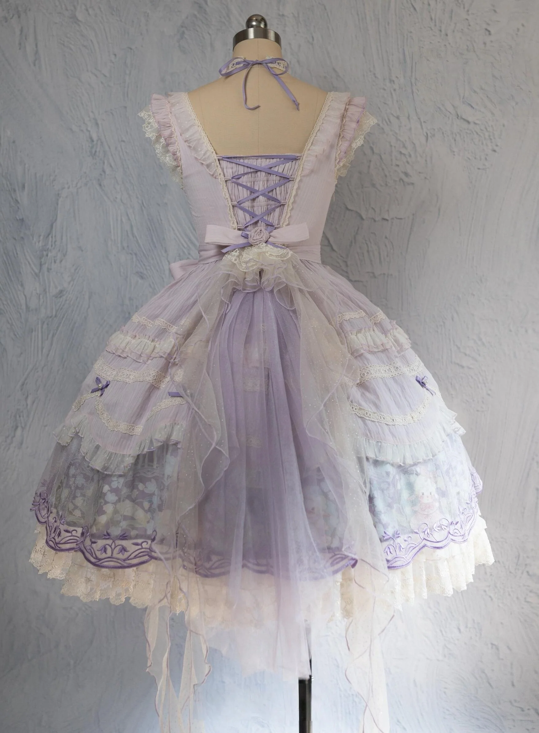 Lily of the Valley Lamb - Classic Lolita Tiered Hem JSK Dress with Embroidery - Image 2