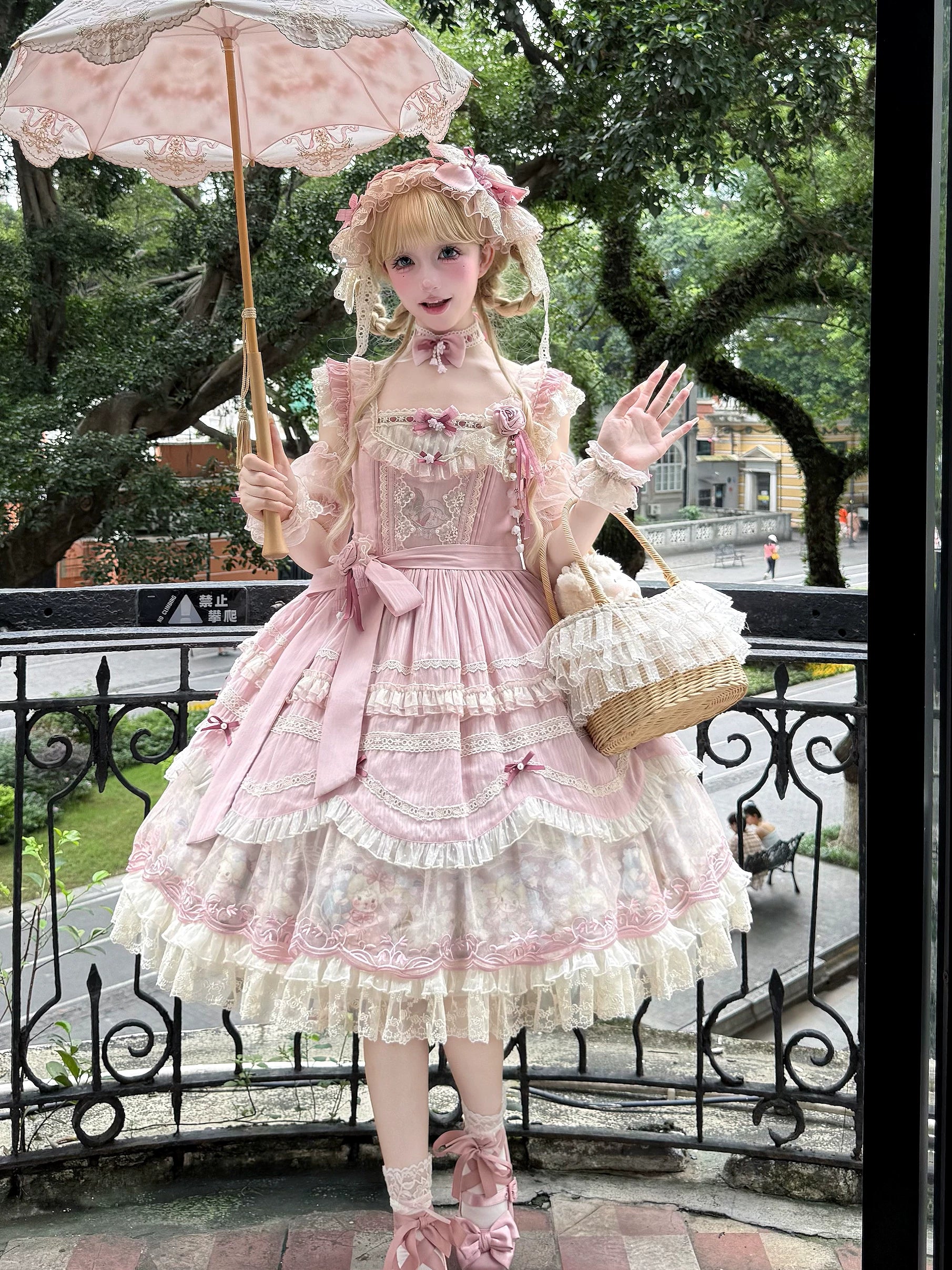 Lily of the Valley Lamb - Classic Lolita Tiered Hem JSK Dress with Embroidery - Image 38