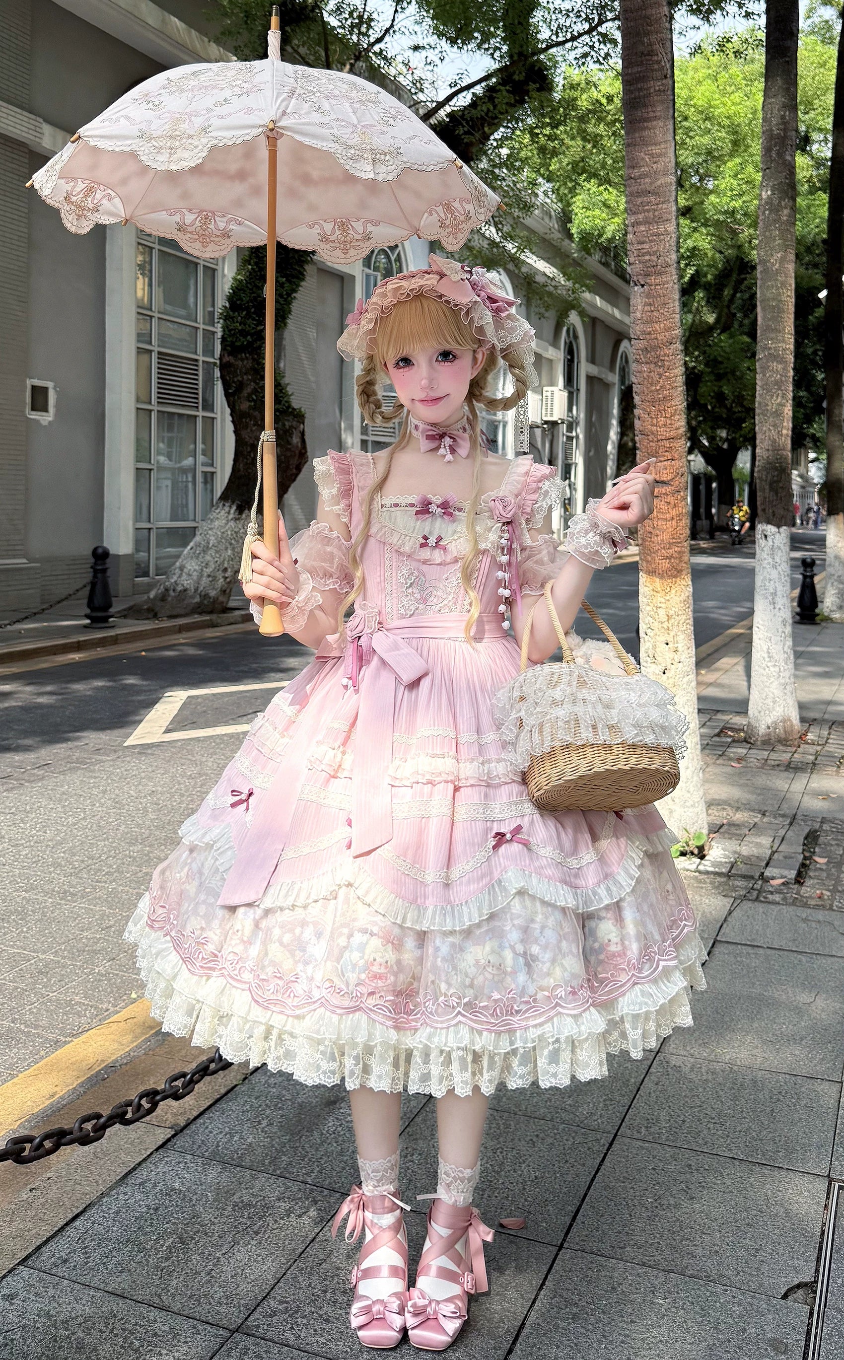 Lily of the Valley Lamb - Classic Lolita Tiered Hem JSK Dress with Embroidery - Image 39