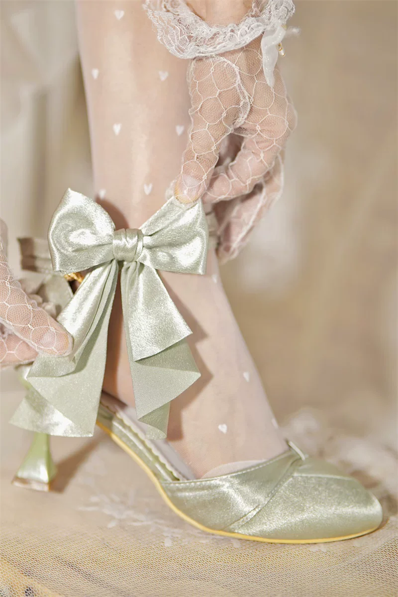 Coronation - Classic Lolita Wine Glass Shaped Heels Shoes, Detachable Bow - Image 9