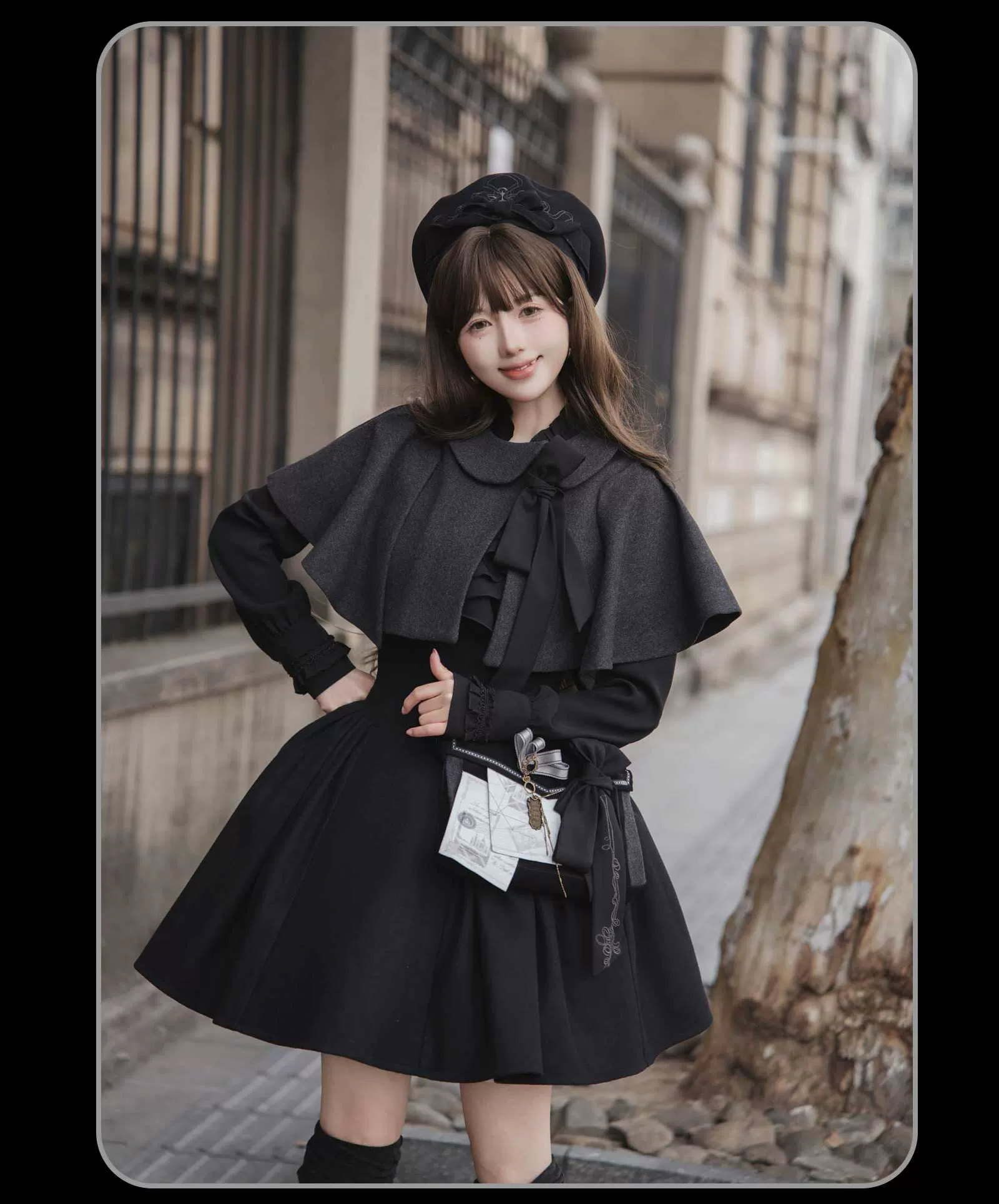 The Seventh Tenet - Classic Lolita Wool SK Set, Detachable Cape - Image 5