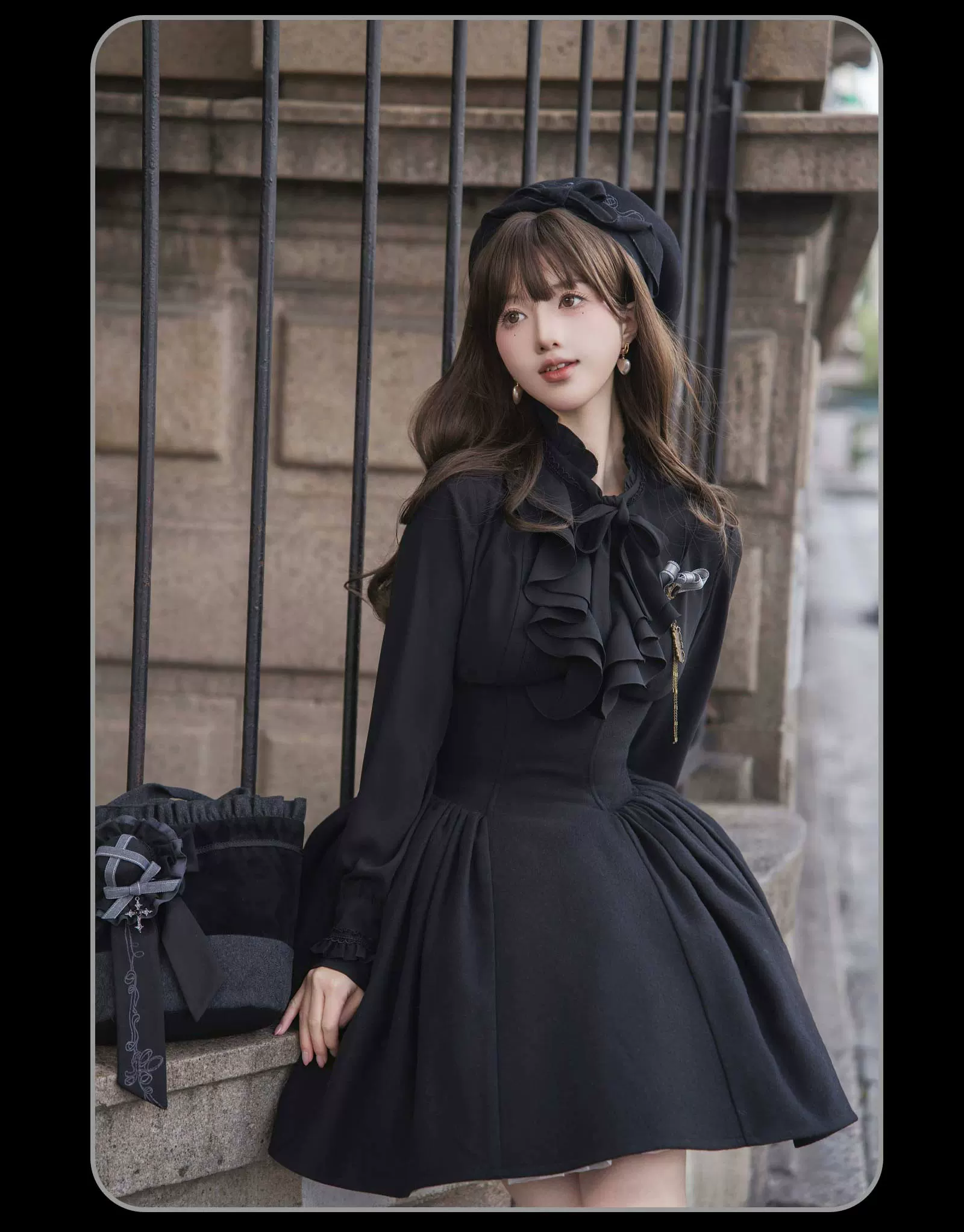 The Seventh Tenet - Classic Lolita Wool SK Set, Detachable Cape - Image 6