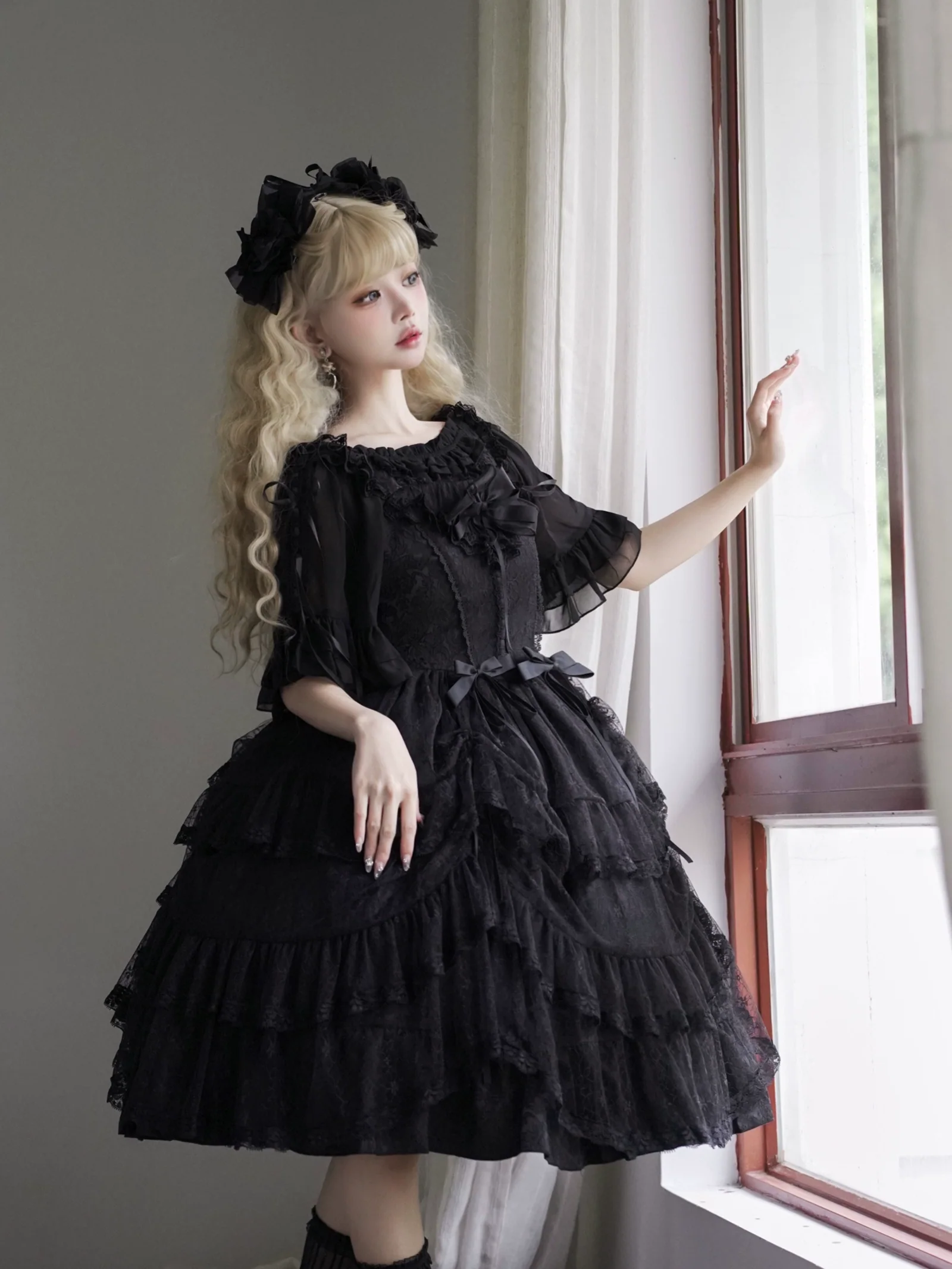 Iris Love - Gothic Princess Lolita JSK Dress & Elegant Chiffon Top - Image 3