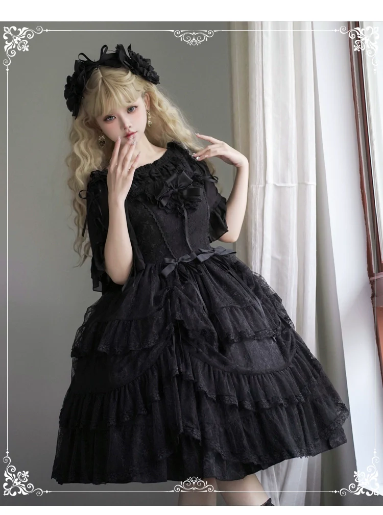 Iris Love - Gothic Princess Lolita JSK Dress & Elegant Chiffon Top - Image 5