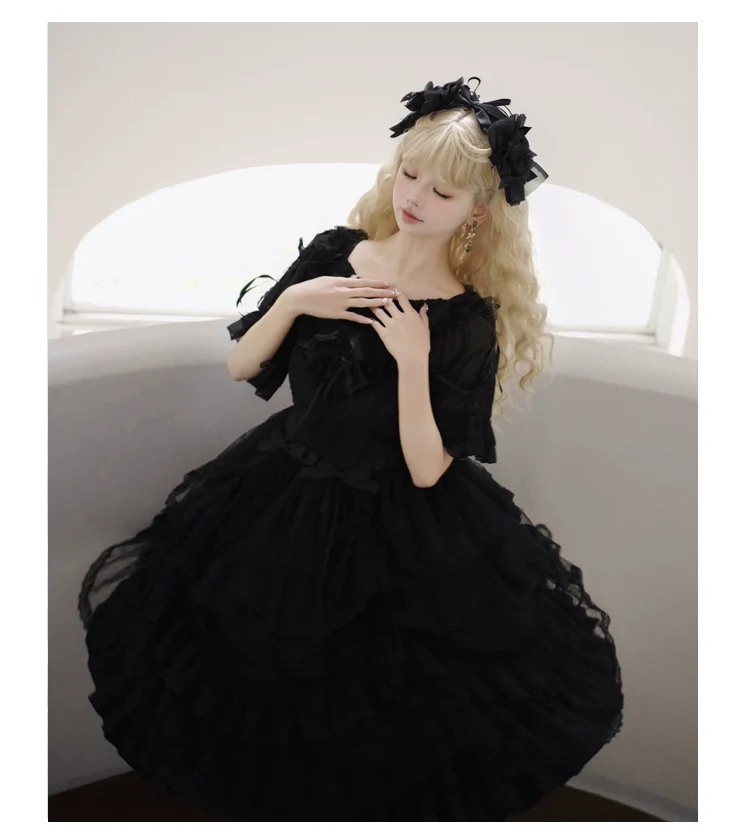 Iris Love - Gothic Princess Lolita JSK Dress & Elegant Chiffon Top - Image 8