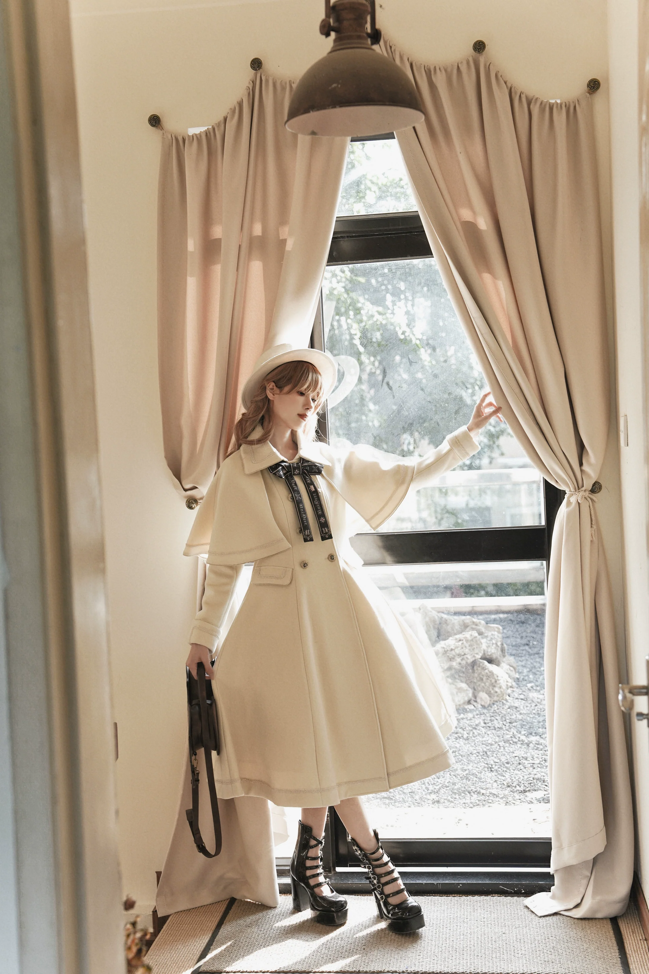Galaxy Traveler - Classic School Lolita Overcoat with Detachable Cape and Bow - Image 11