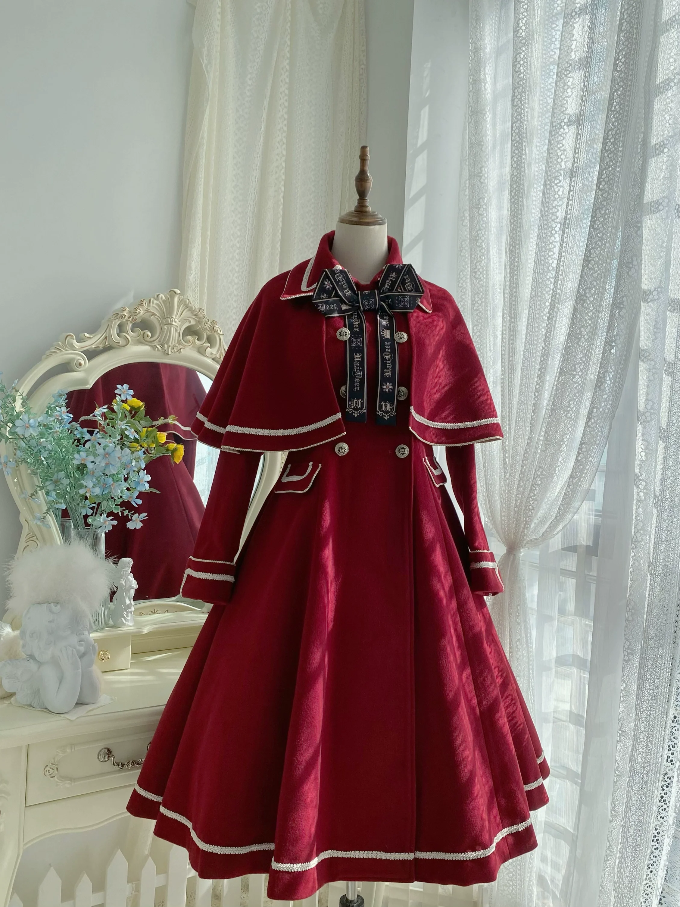 Galaxy Traveler - Classic School Lolita Overcoat with Detachable Cape and Bow - Image 21