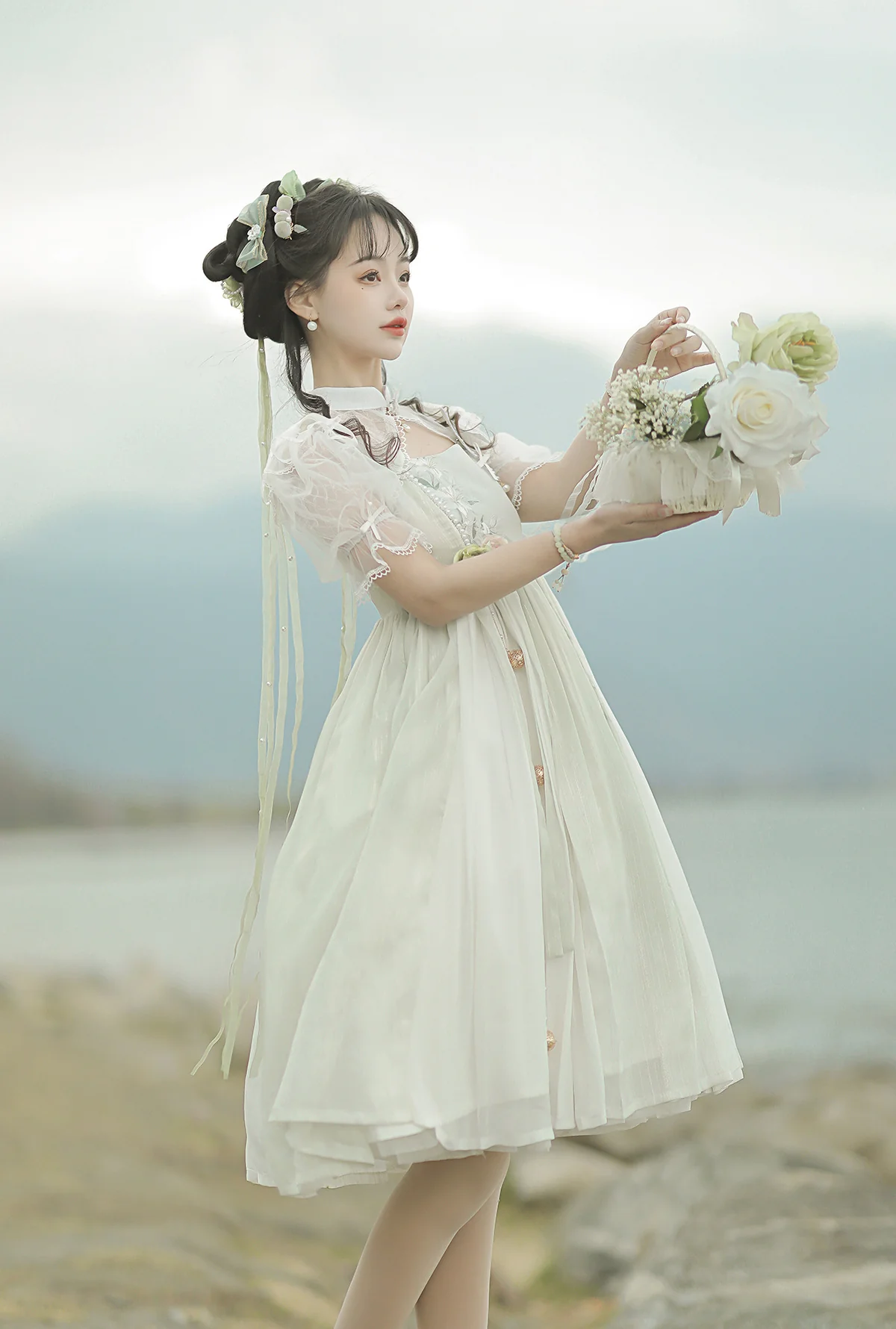 Wind Singing Lily - Qi Lolita Embroidered Dress Suit - Image 11