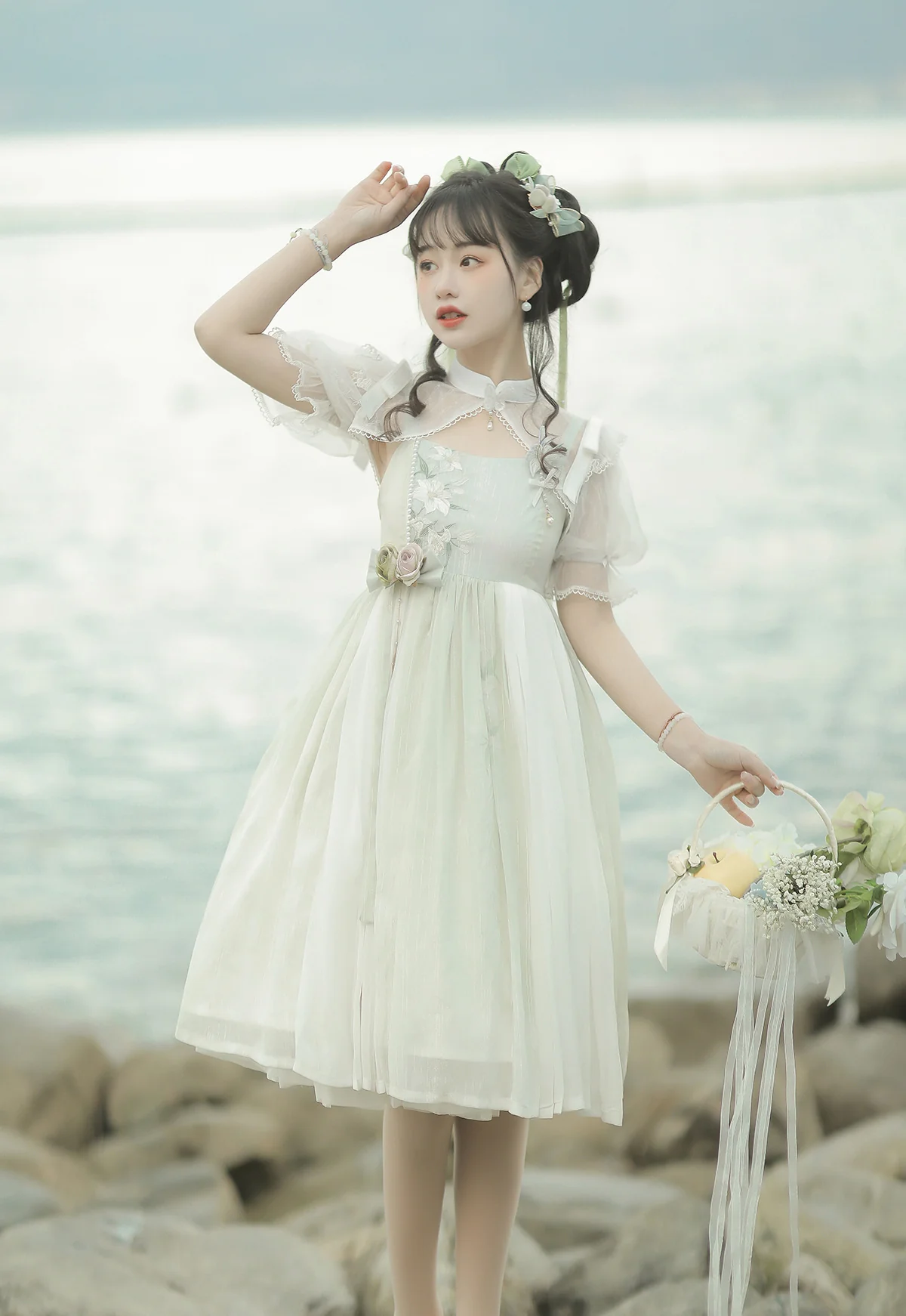 Wind Singing Lily - Qi Lolita Embroidered Dress Suit - Image 12