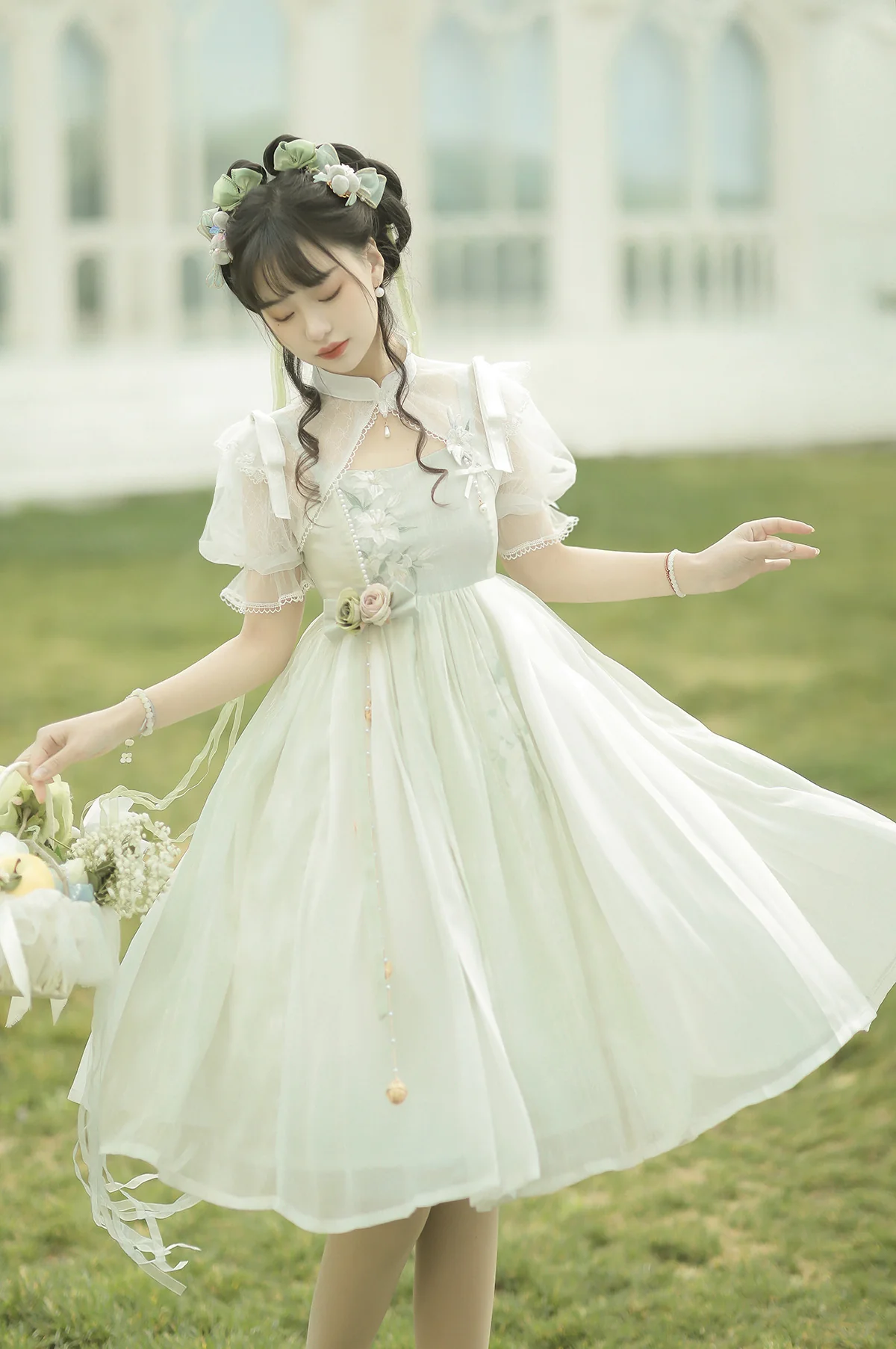 Wind Singing Lily - Qi Lolita Embroidered Dress Suit - Image 14