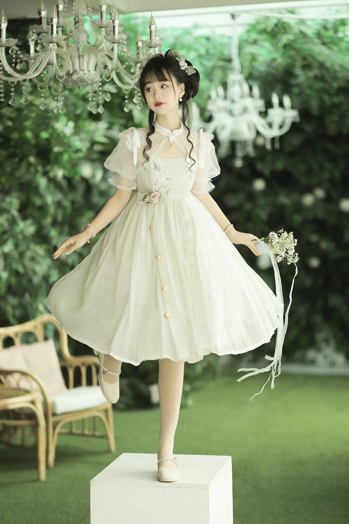 Wind Singing Lily - Qi Lolita Embroidered Dress Suit - Image 15