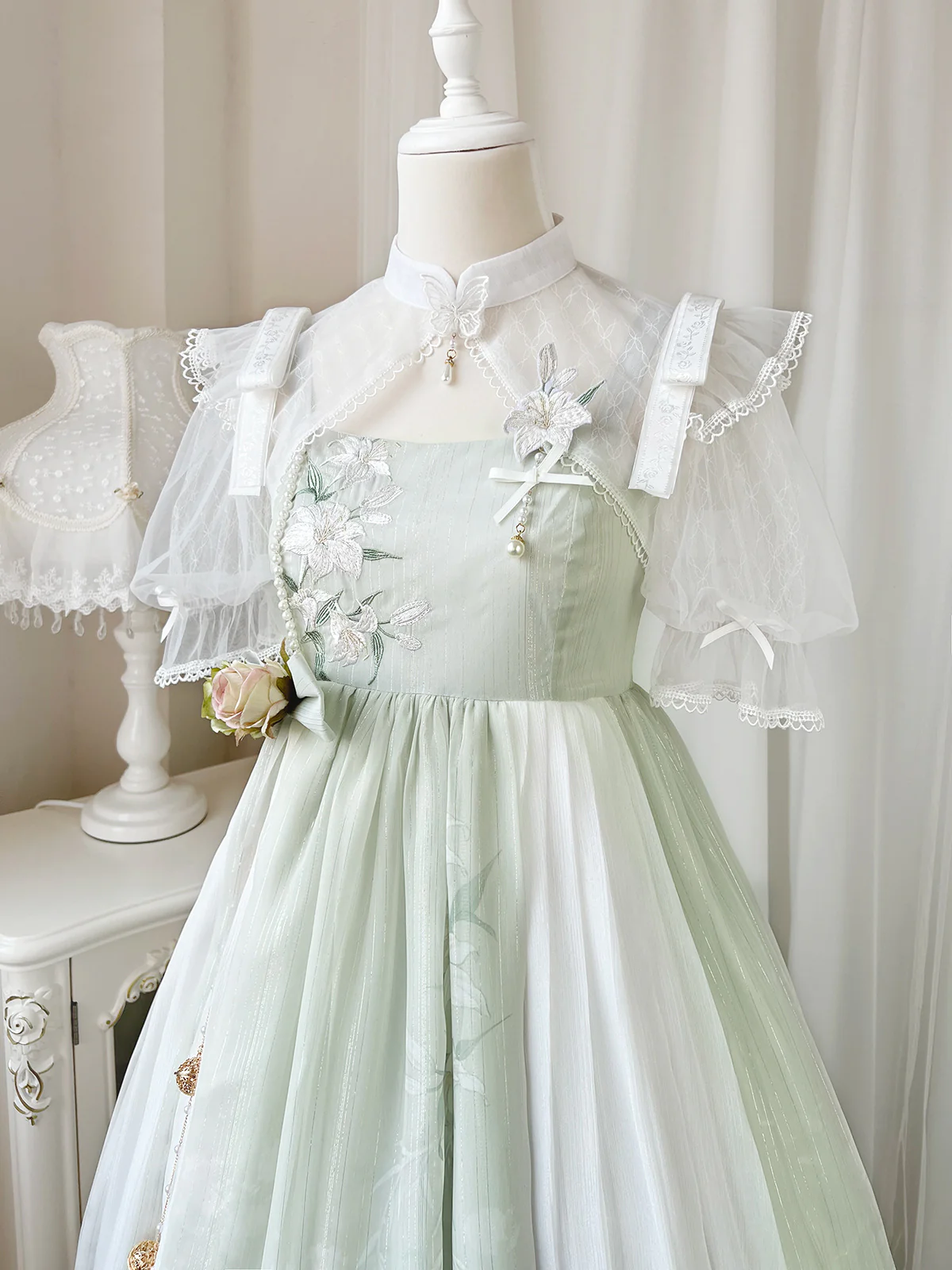 Wind Singing Lily - Qi Lolita Embroidered Dress Suit - Image 4