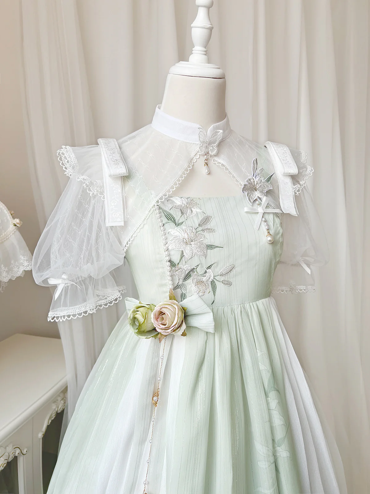 Wind Singing Lily - Qi Lolita Embroidered Dress Suit - Image 5