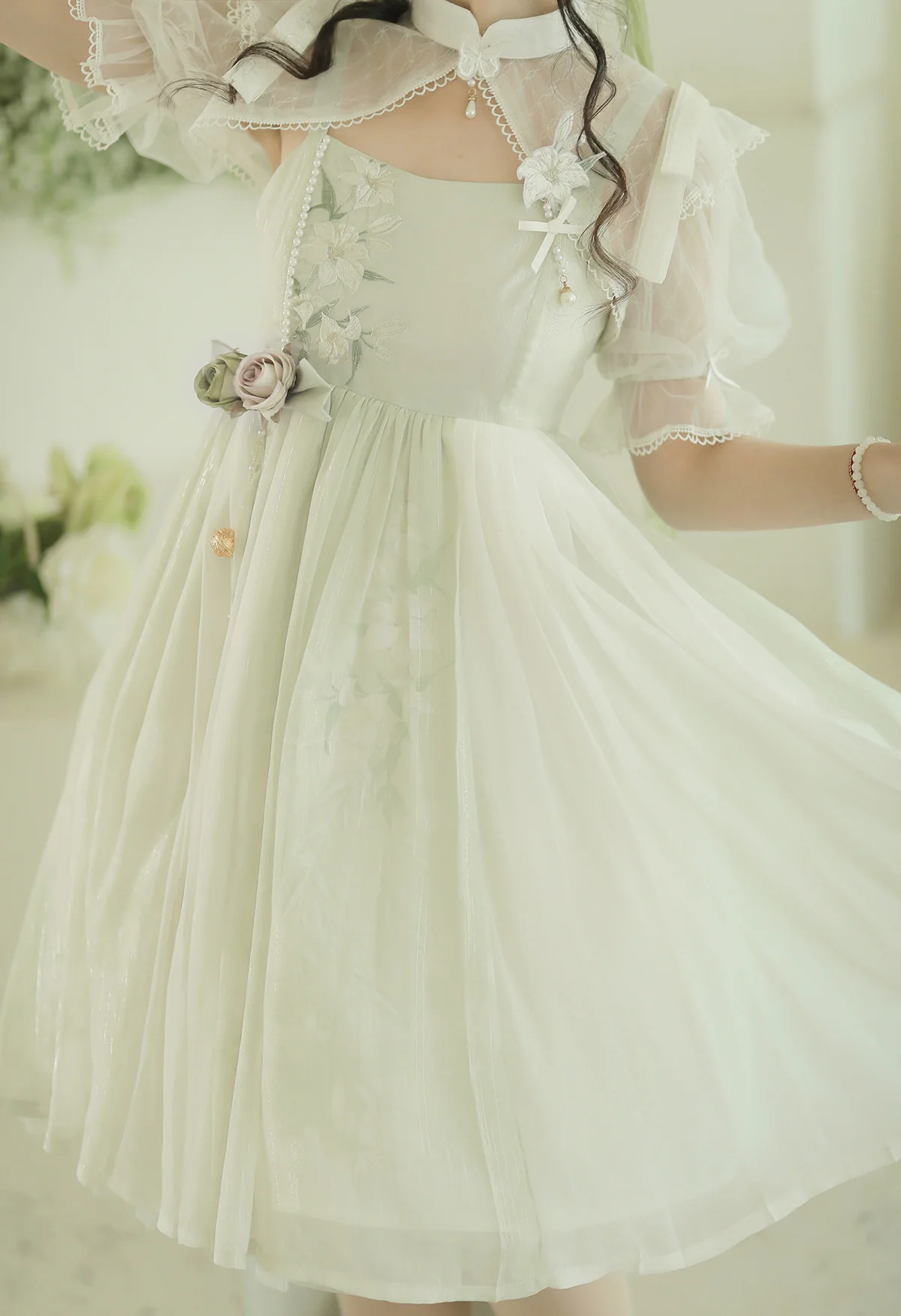 Wind Singing Lily - Qi Lolita Embroidered Dress Suit - Image 9
