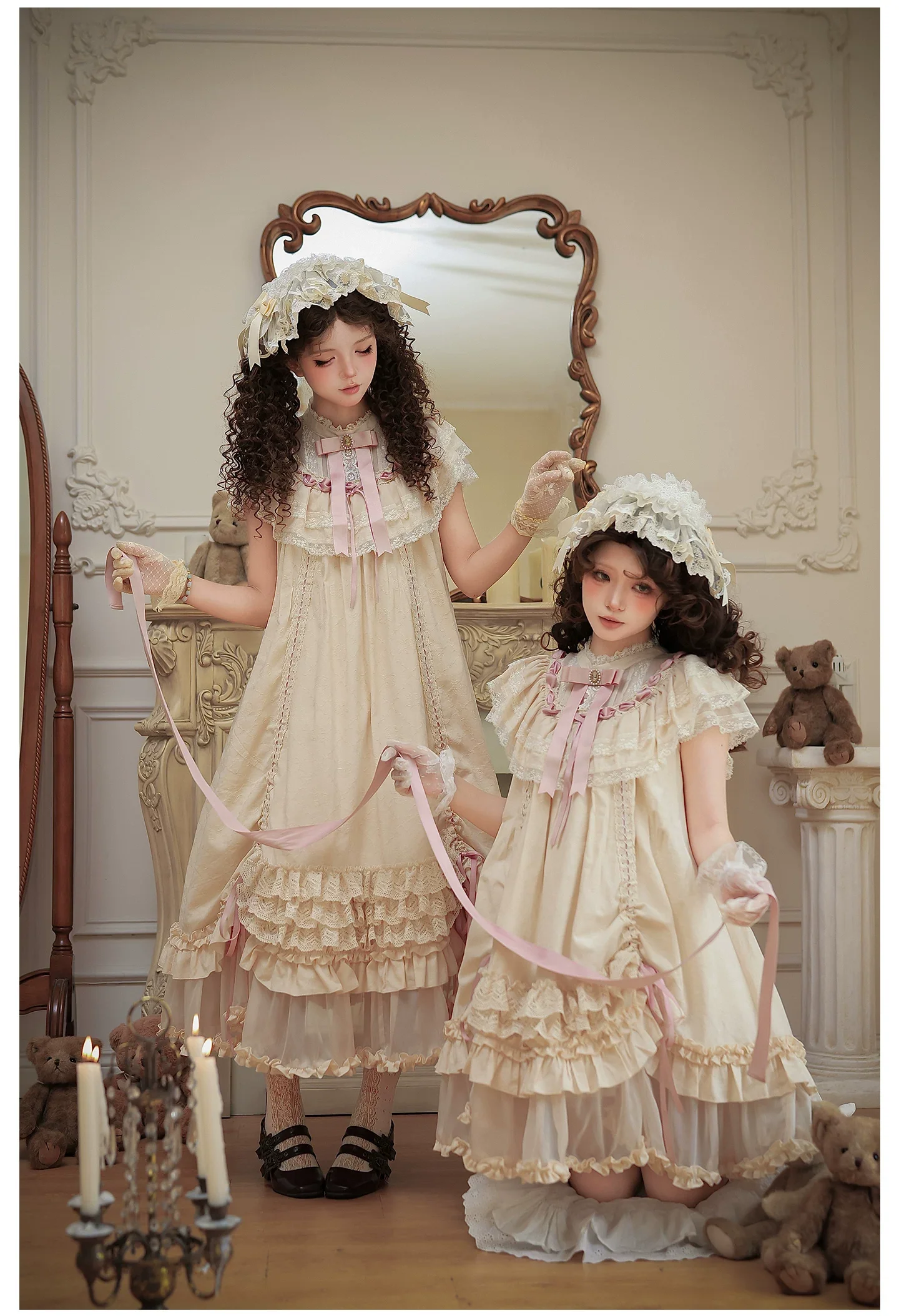 Lily's Dream - Cotton Lining Classic Lolita OP, Drawstring Liftable Hem - Image 12