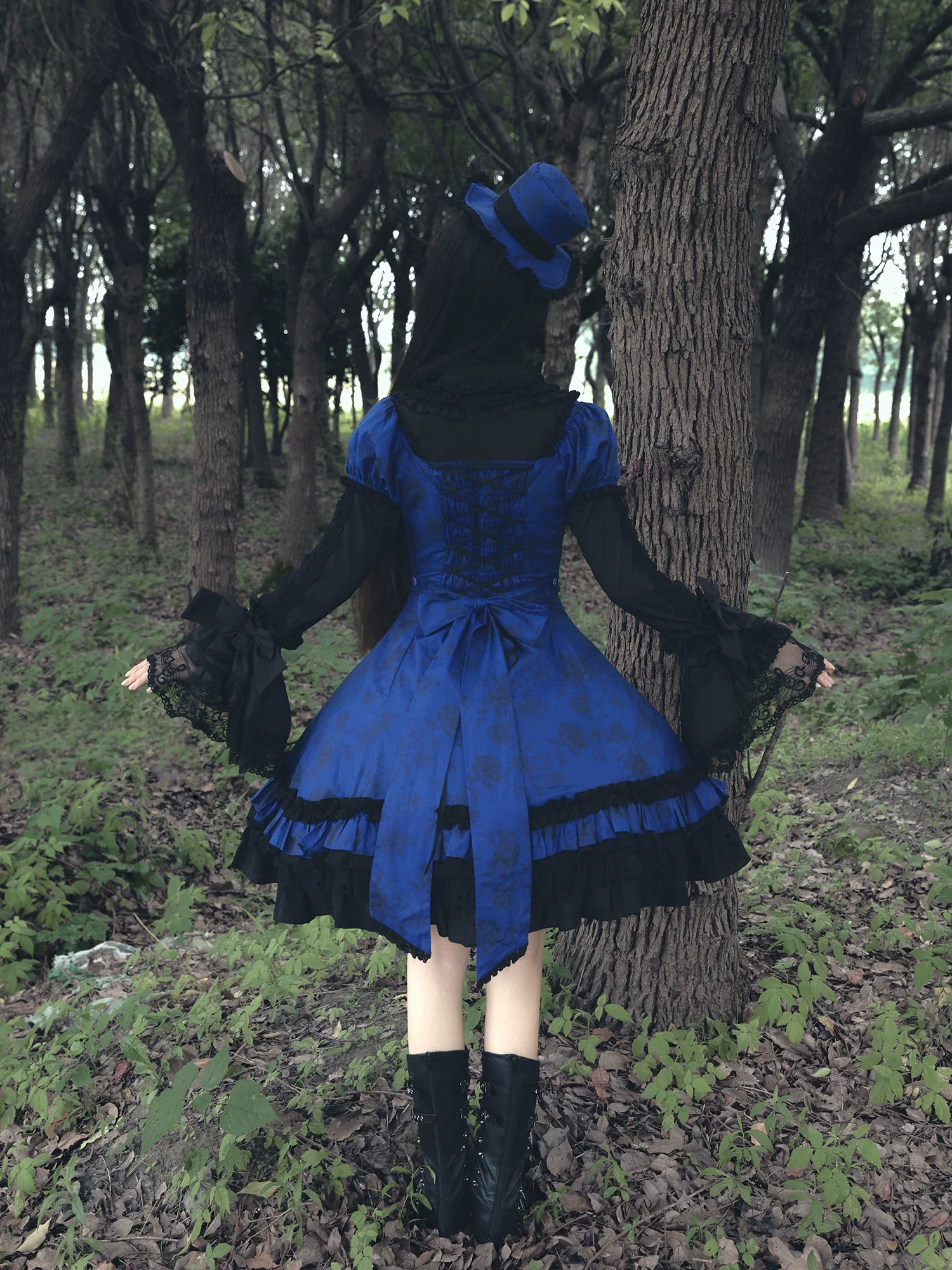Bliss Bouquet - Cotton Old School Lolita Dress, Rose Print and Layered Hem - Image 12